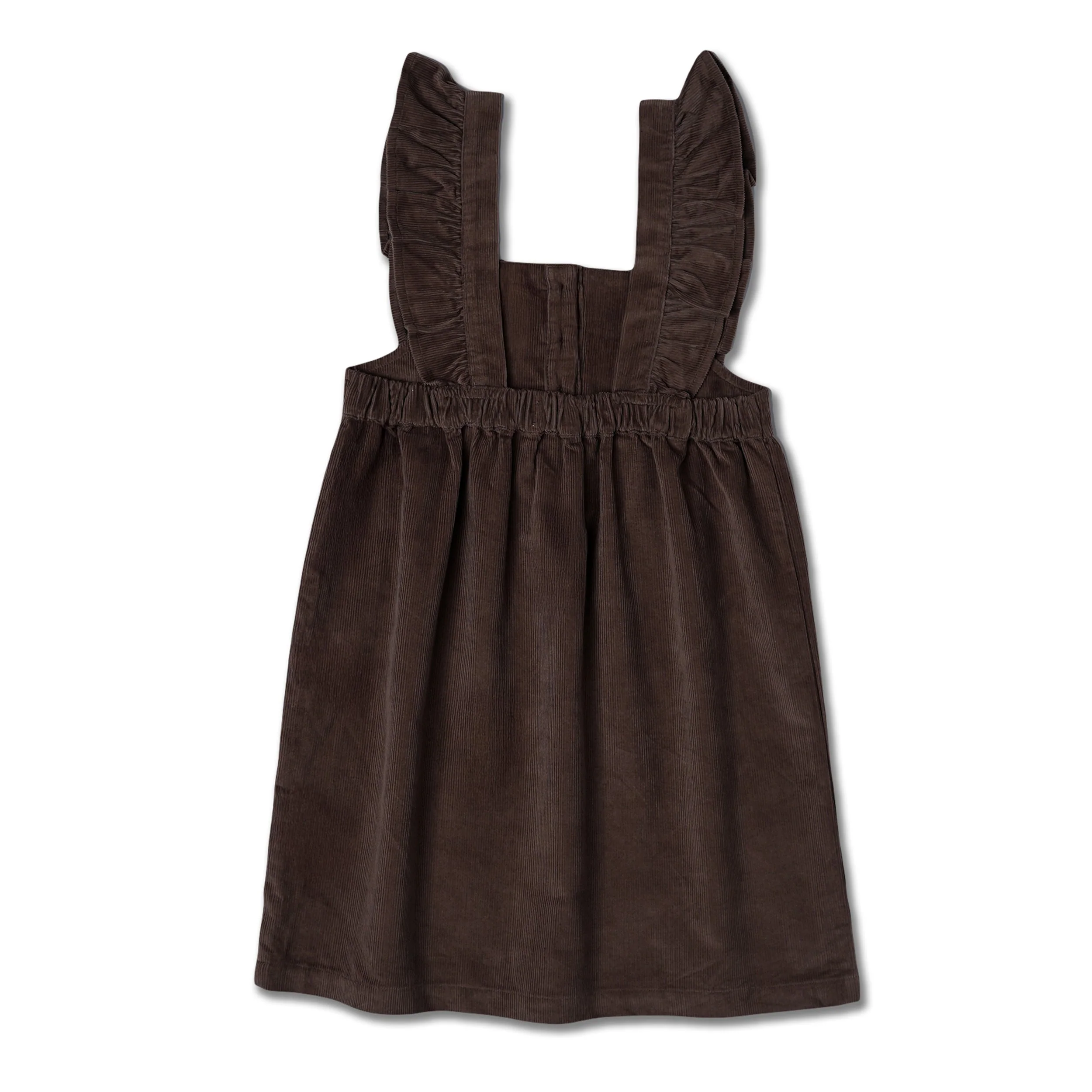 Organic Ruffle Corduroy Dress - Dark Brown - Image 4