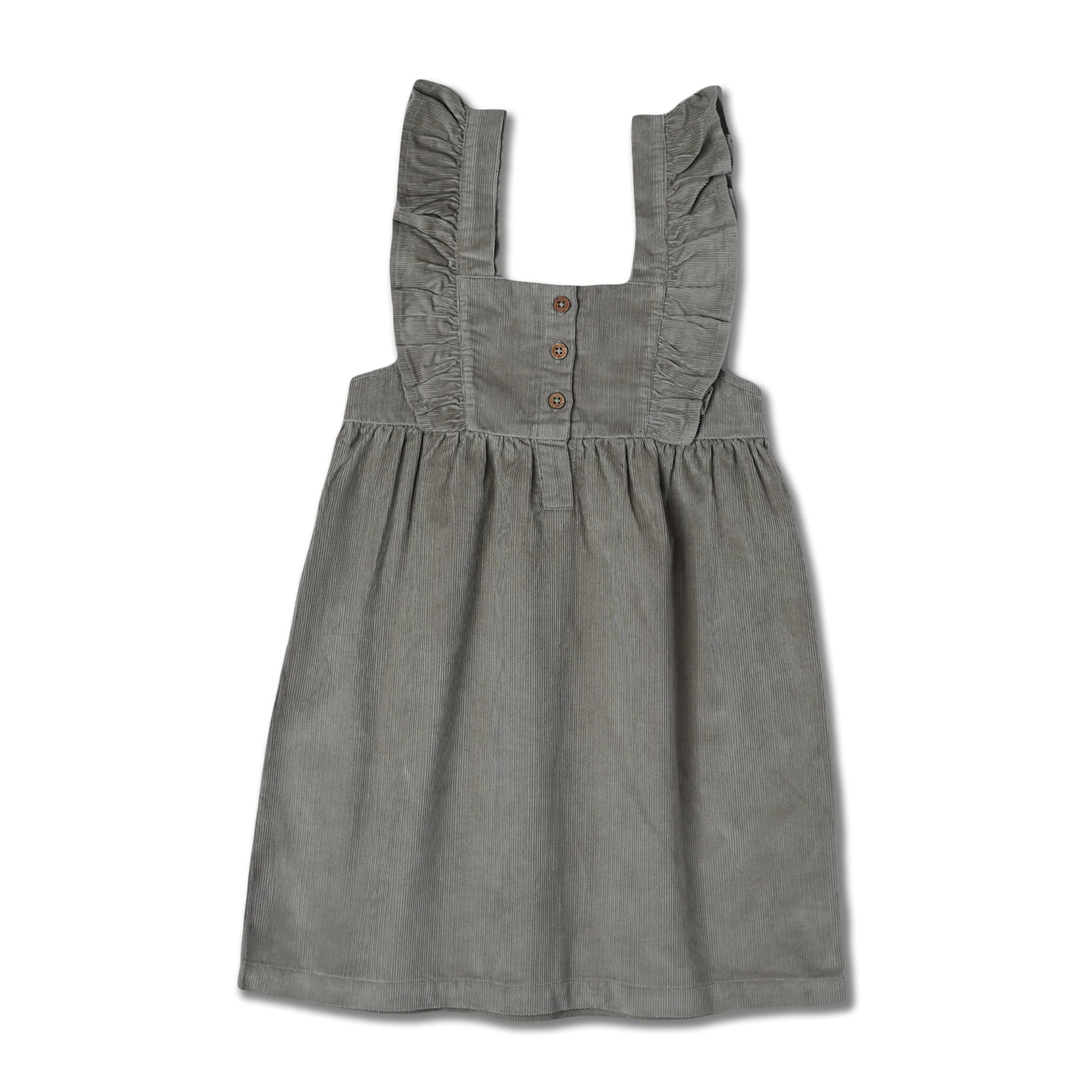 Organic Ruffle Corduroy Dress - Olive - Image 2