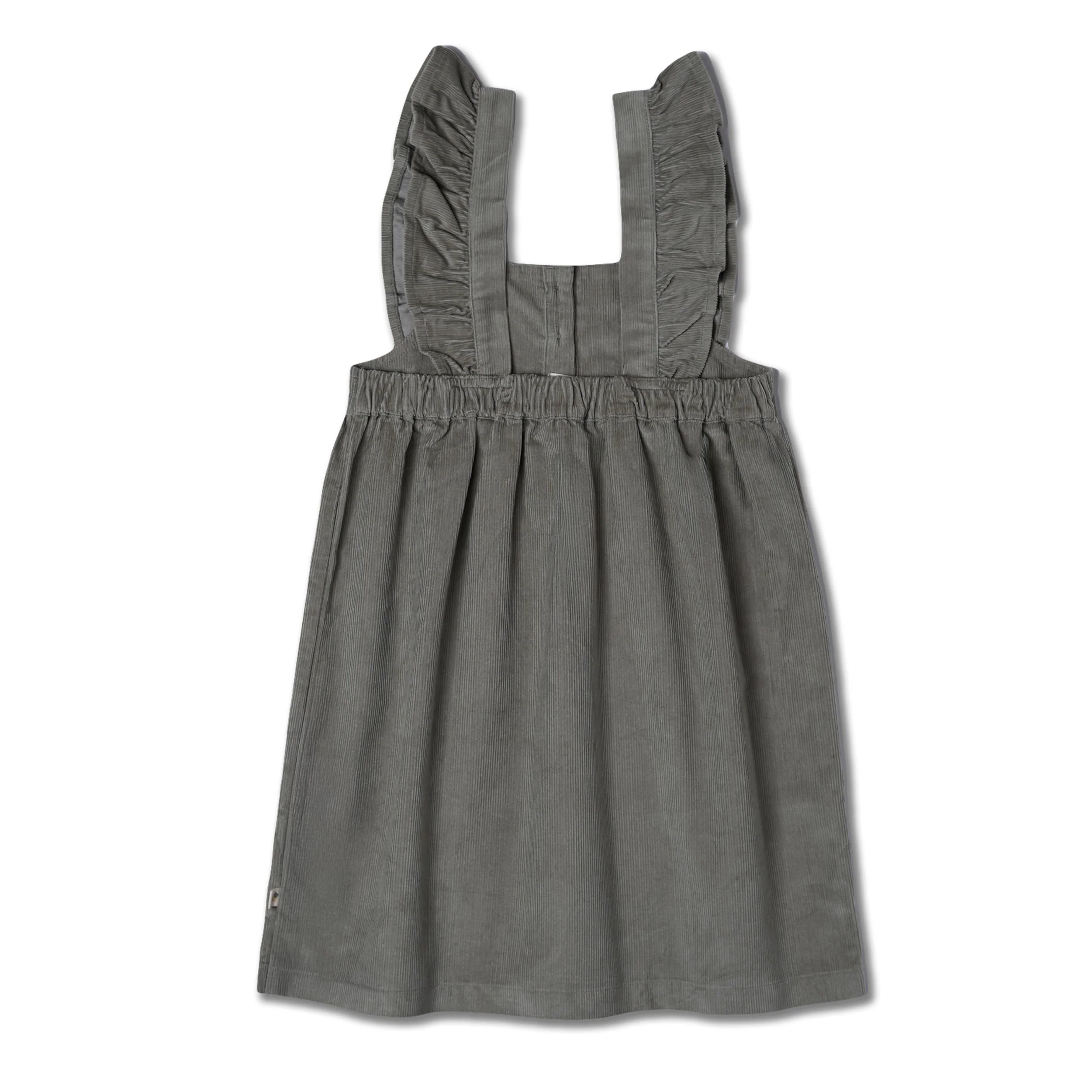 Organic Ruffle Corduroy Dress - Olive - Image 4