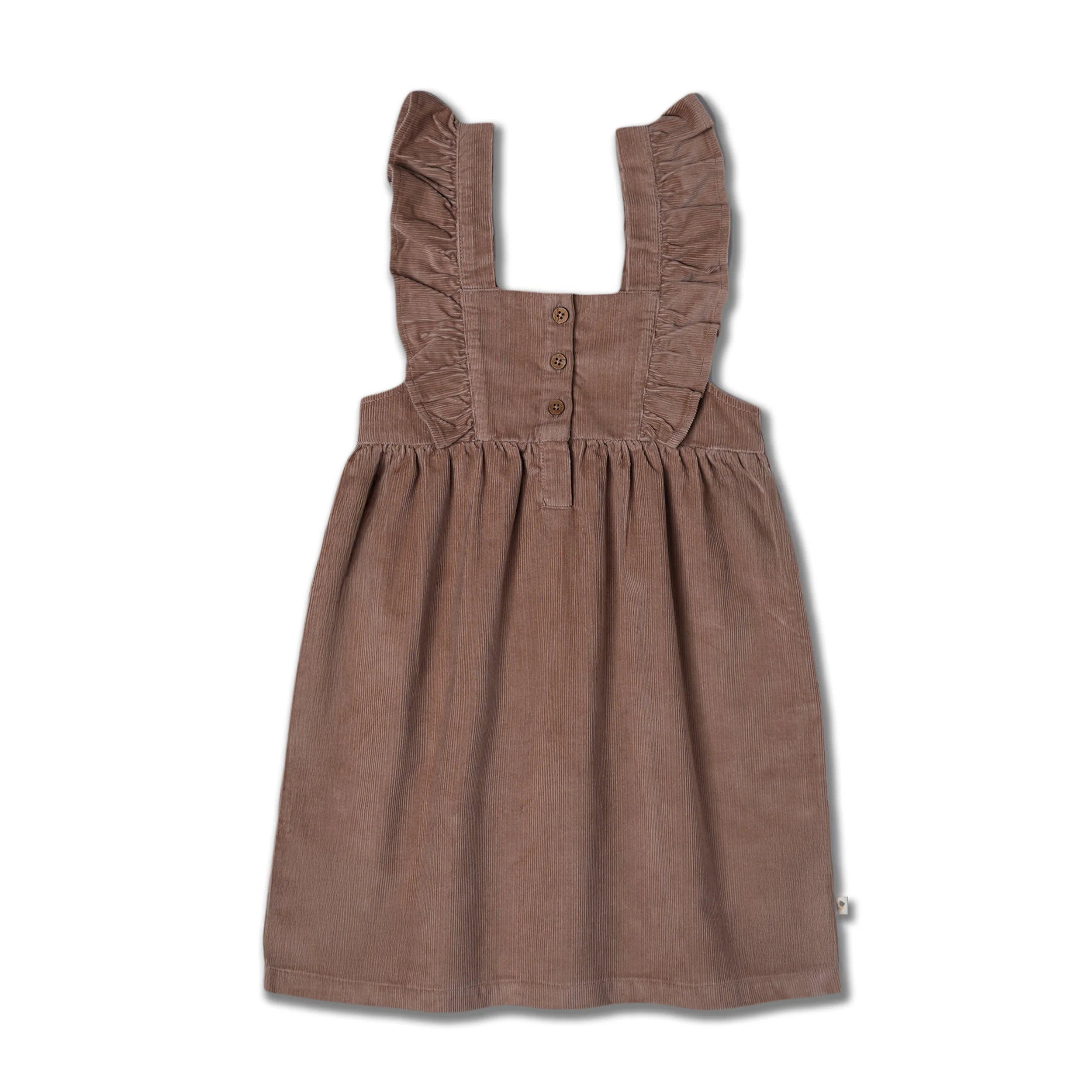 Organic Ruffle Corduroy Dress - Taupe - Image 2