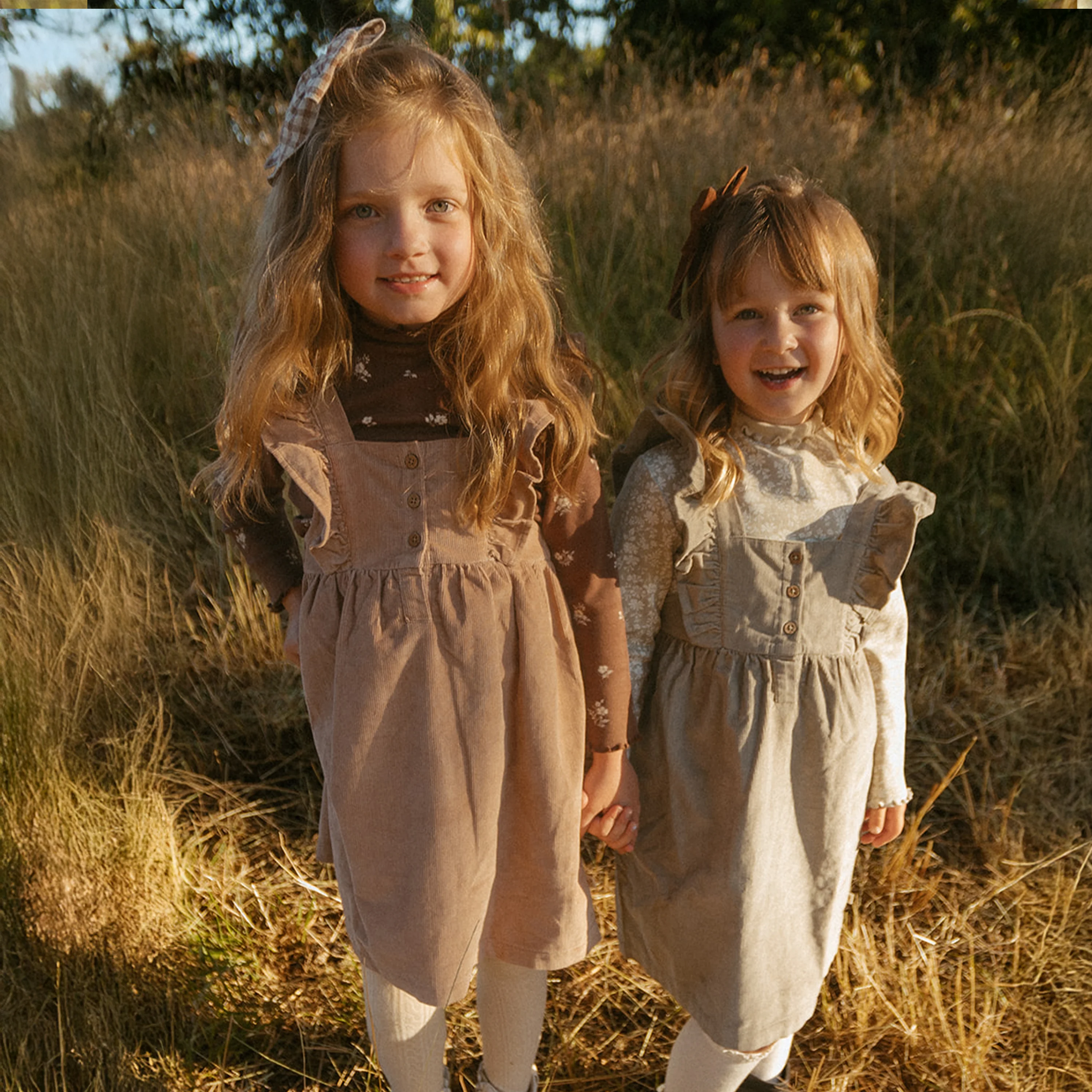 Organic Ruffle Corduroy Dress - Taupe - Image 3