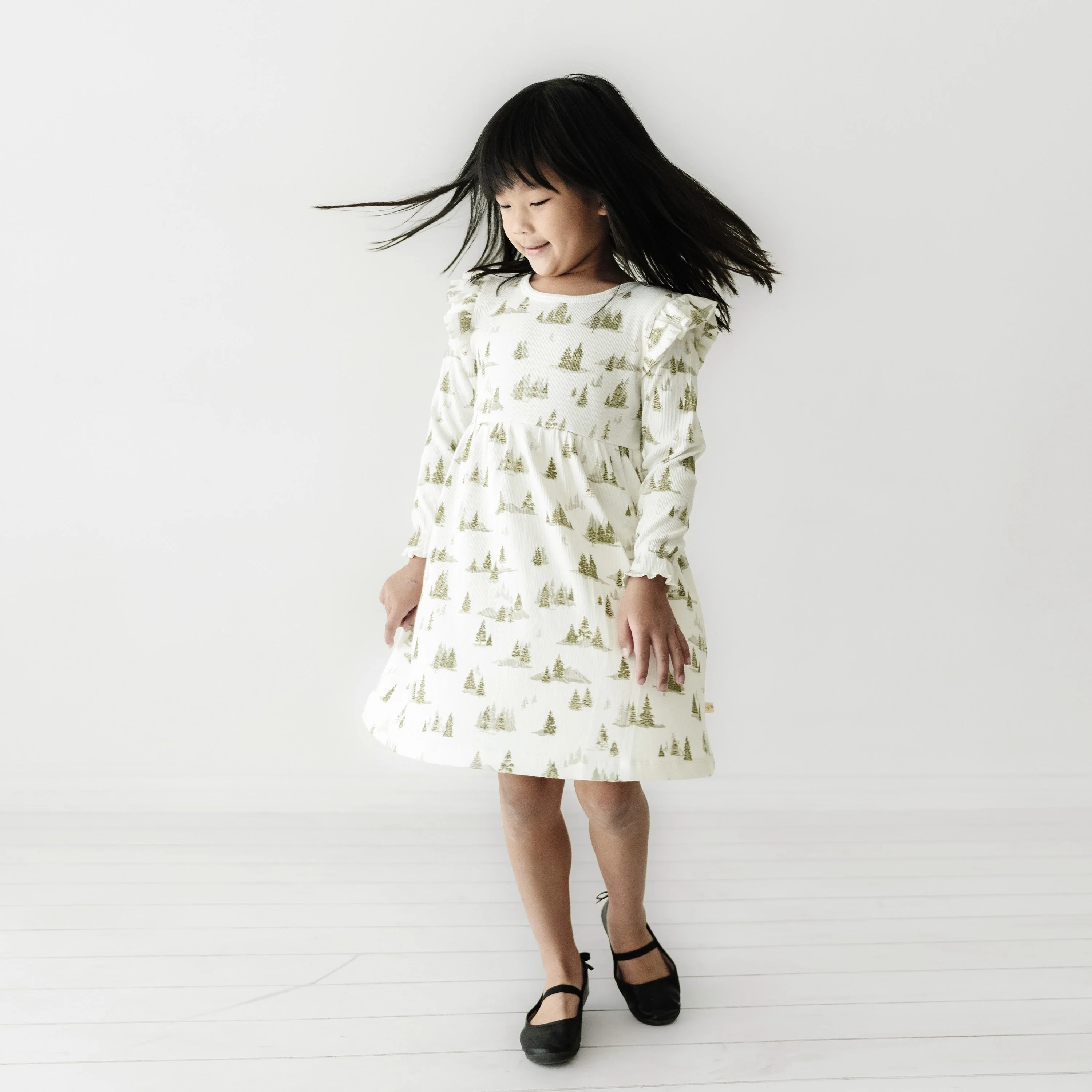 Organic Girls Ruffle Dress - Frosted Fir - Image 3