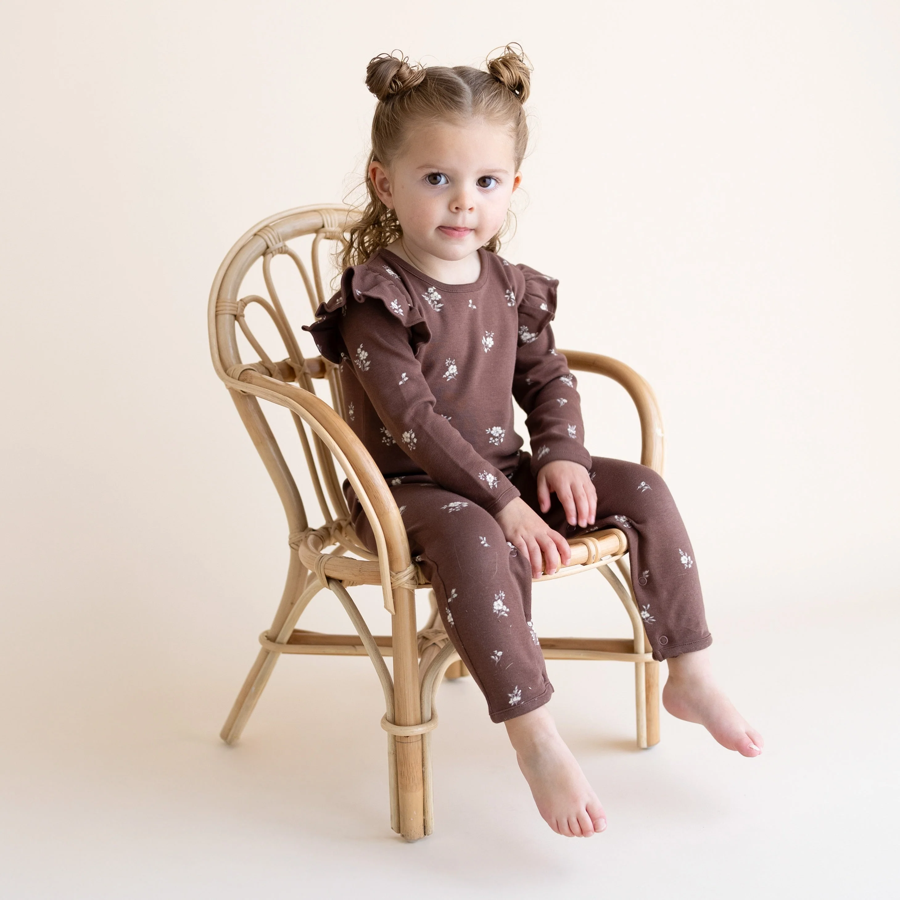 Organic Ruffle Full Sleeve Romper - Birch