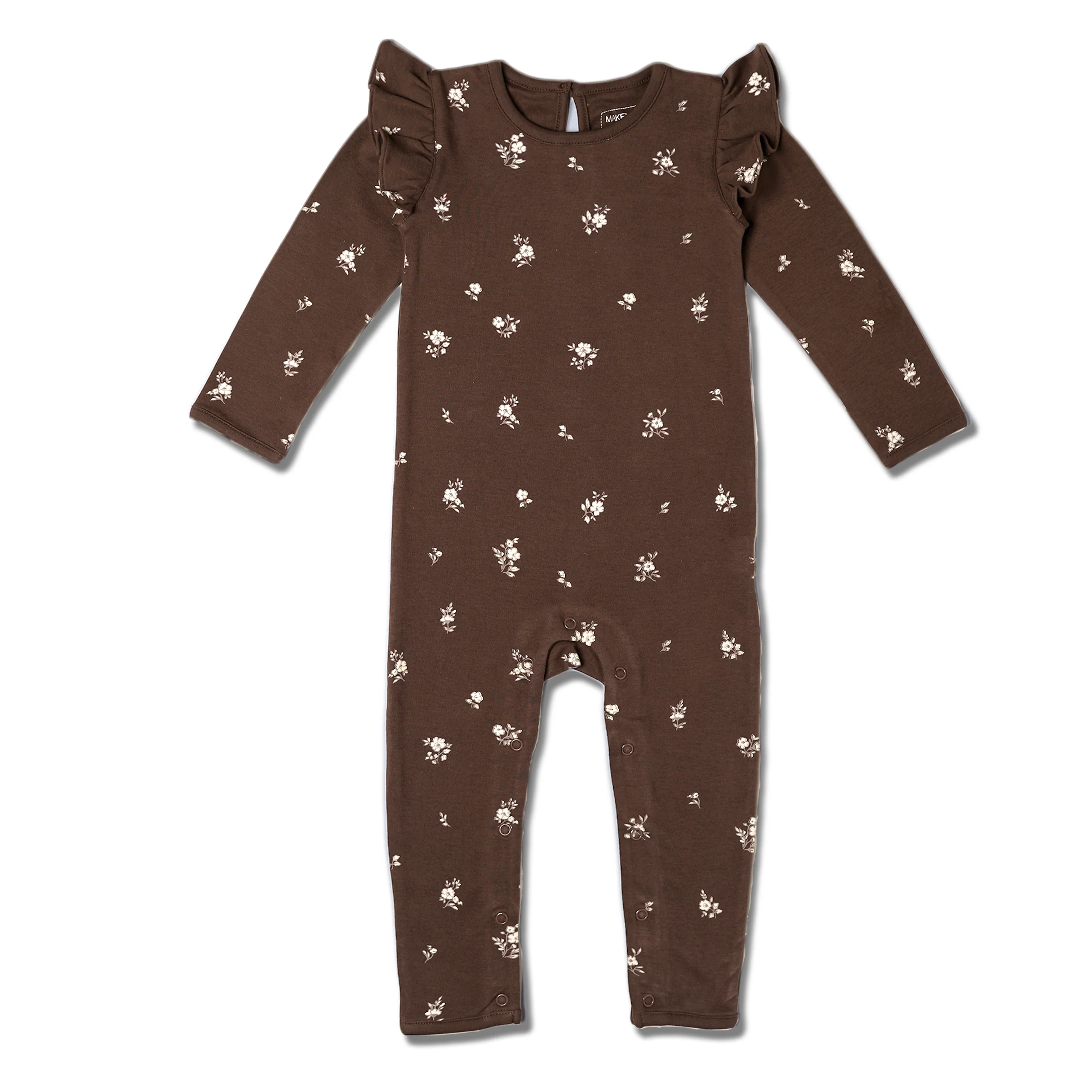 Organic Ruffle Full Sleeve Romper - Birch - Image 2