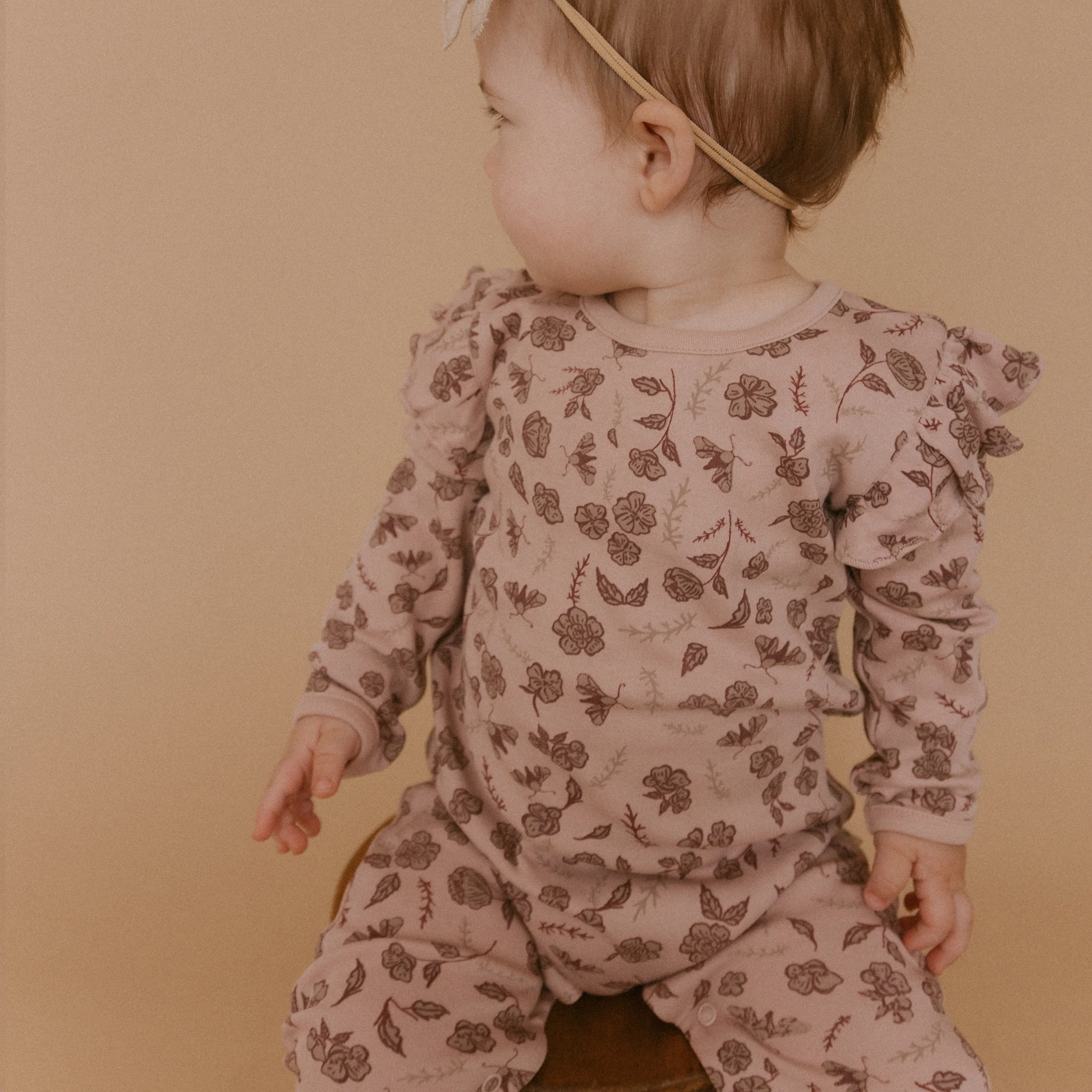 Organic Ruffle Full Sleeve Romper - Mystic Floral - Image 3