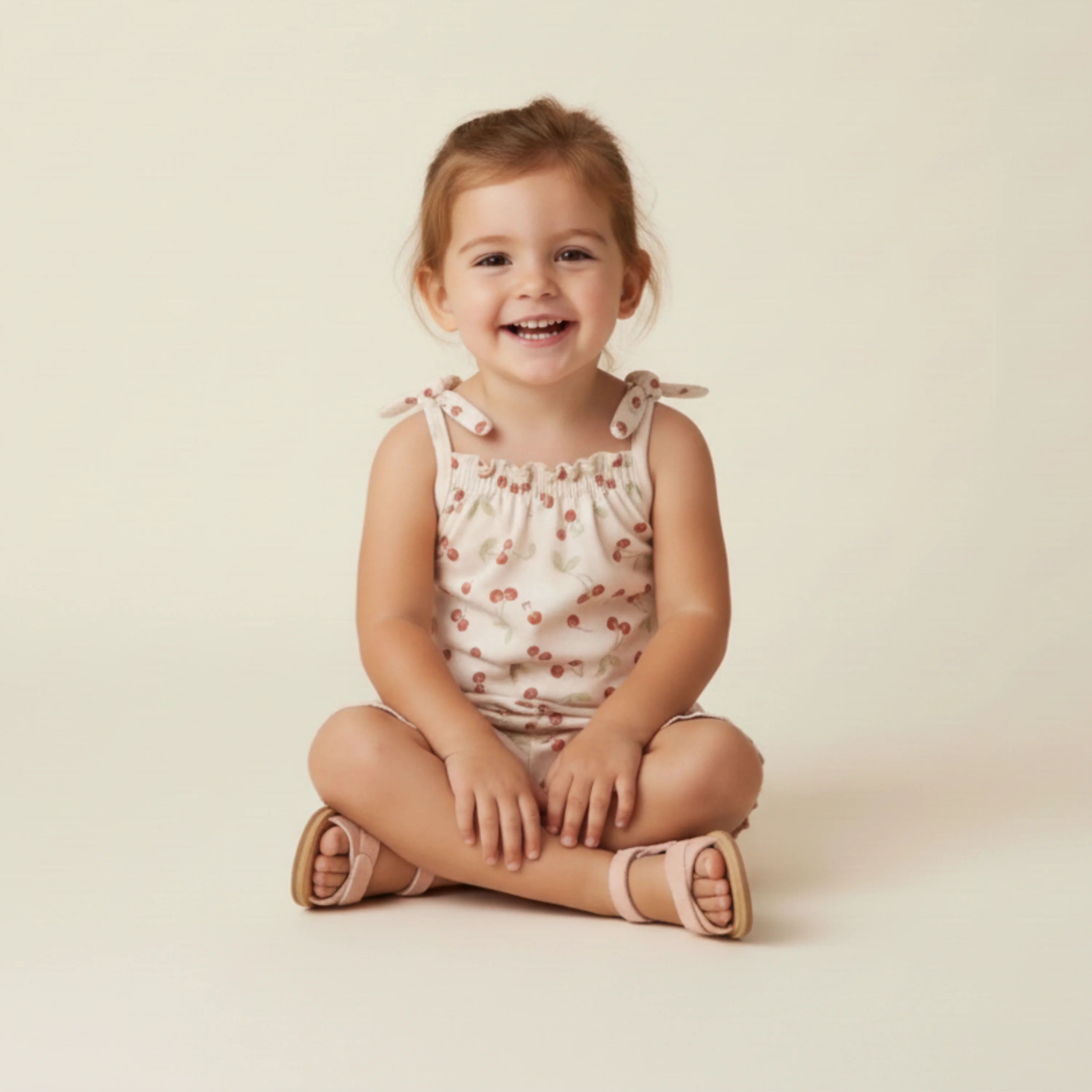 Organic Ruffle Jumpsuit - Cherry - Image 4