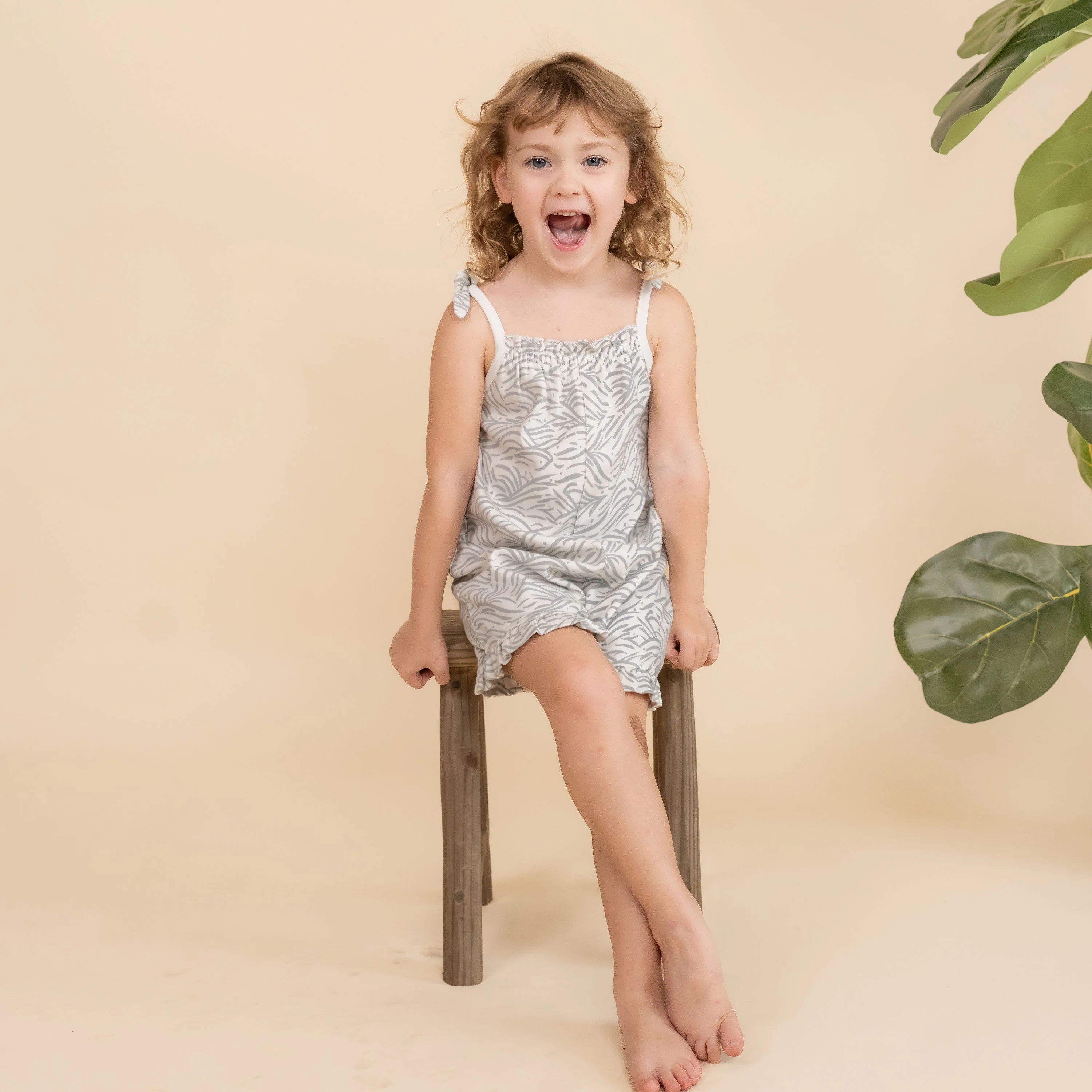 Organic Ruffle Jumpsuit - Waves - Image 3