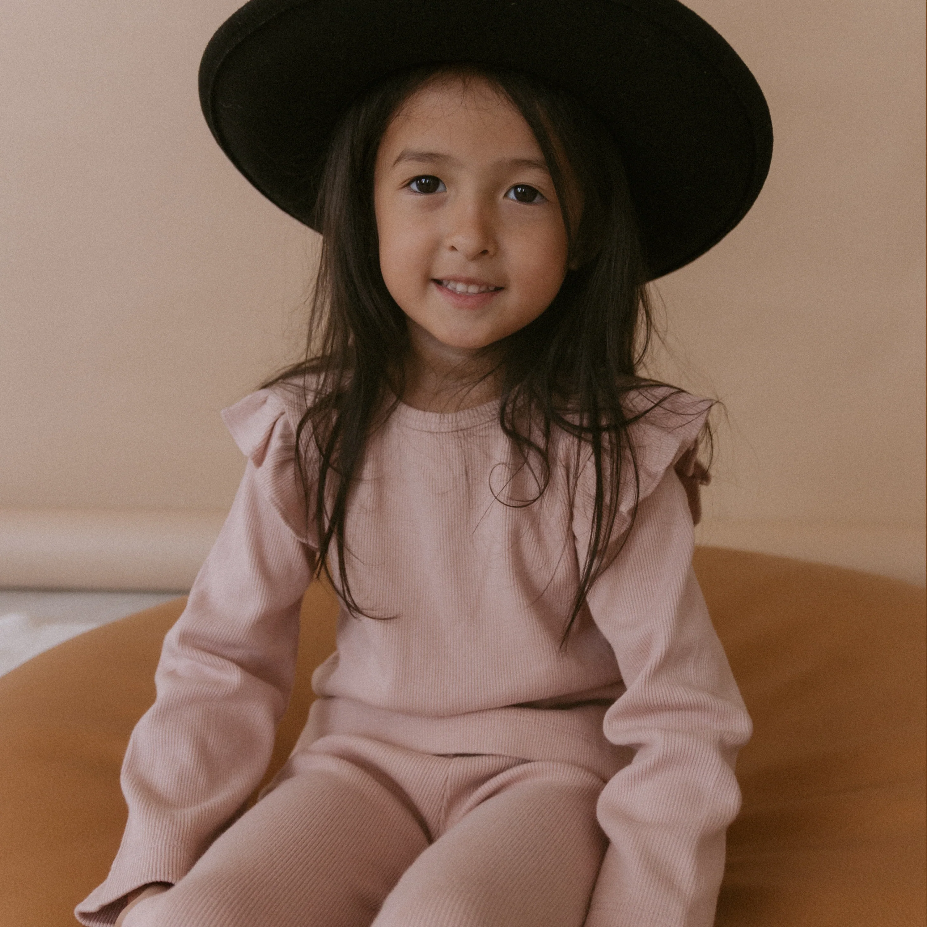 Organic Ruffle Long Sleeve Top Set of 2 - Hearts + Dusty Rose - Image 4