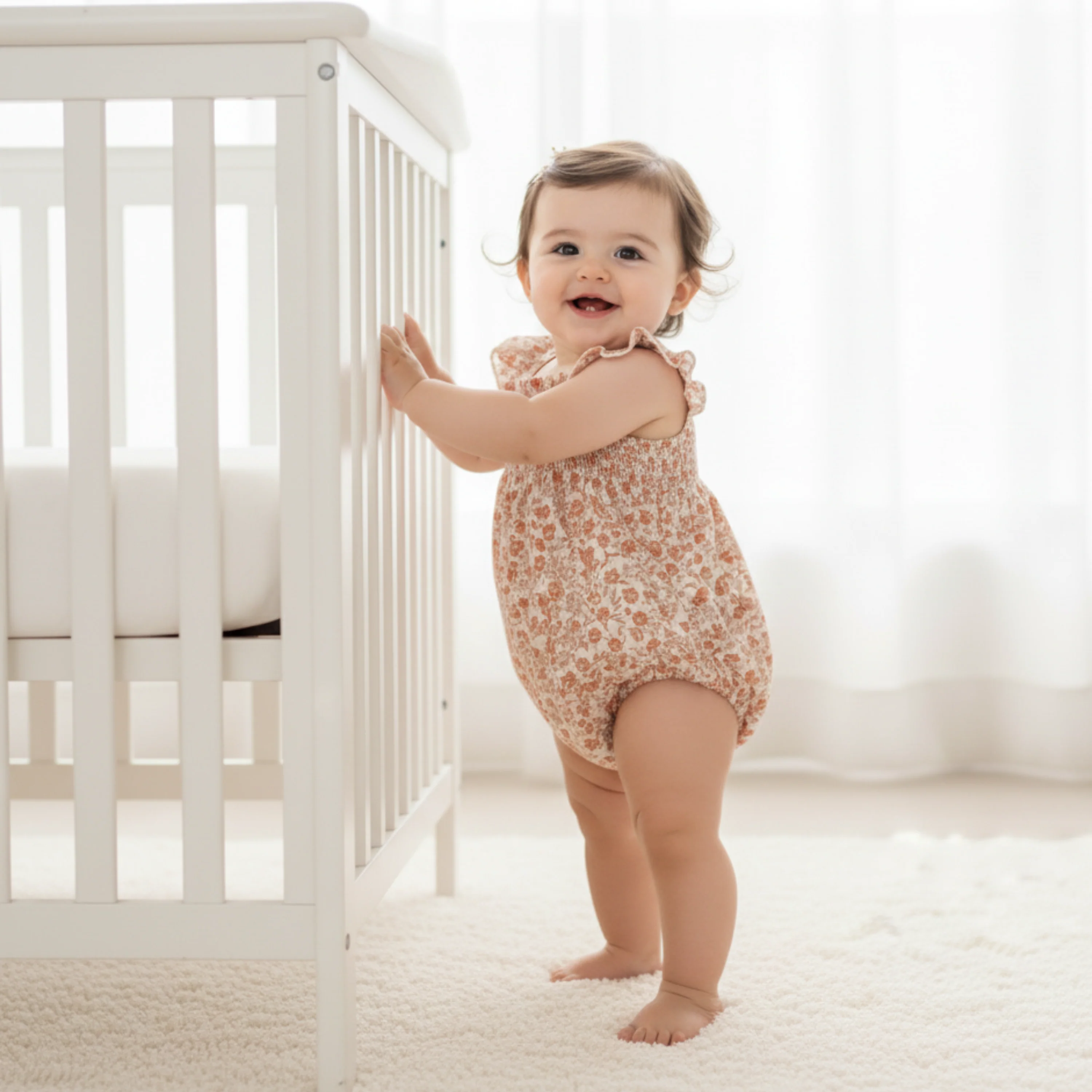 Organic Ruffle Sleeve Bubble Romper - Sienna - Image 3