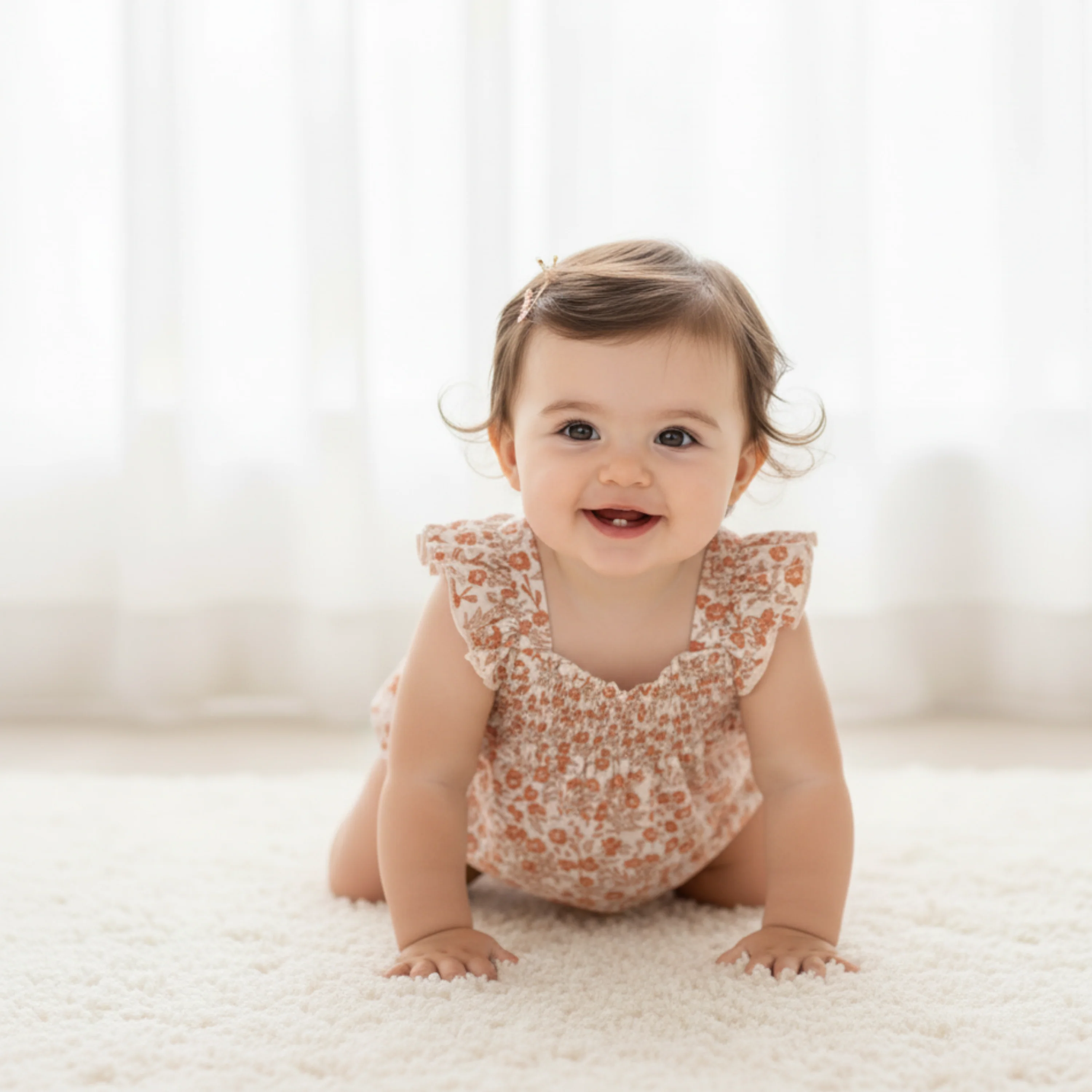 Organic Ruffle Sleeve Bubble Romper - Sienna - Image 5