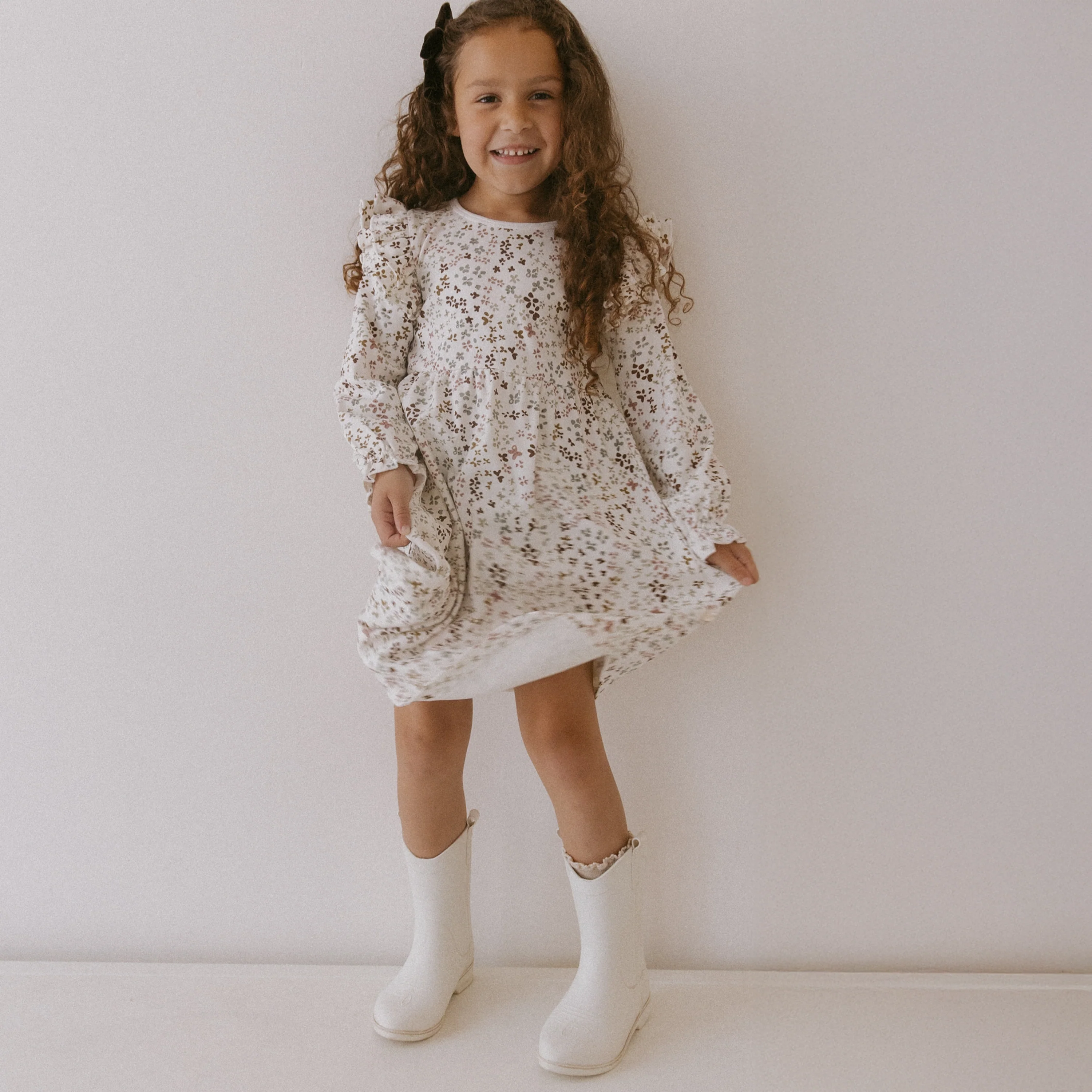 Organic Ruffle Sleeve Dress - Garden - Image 3