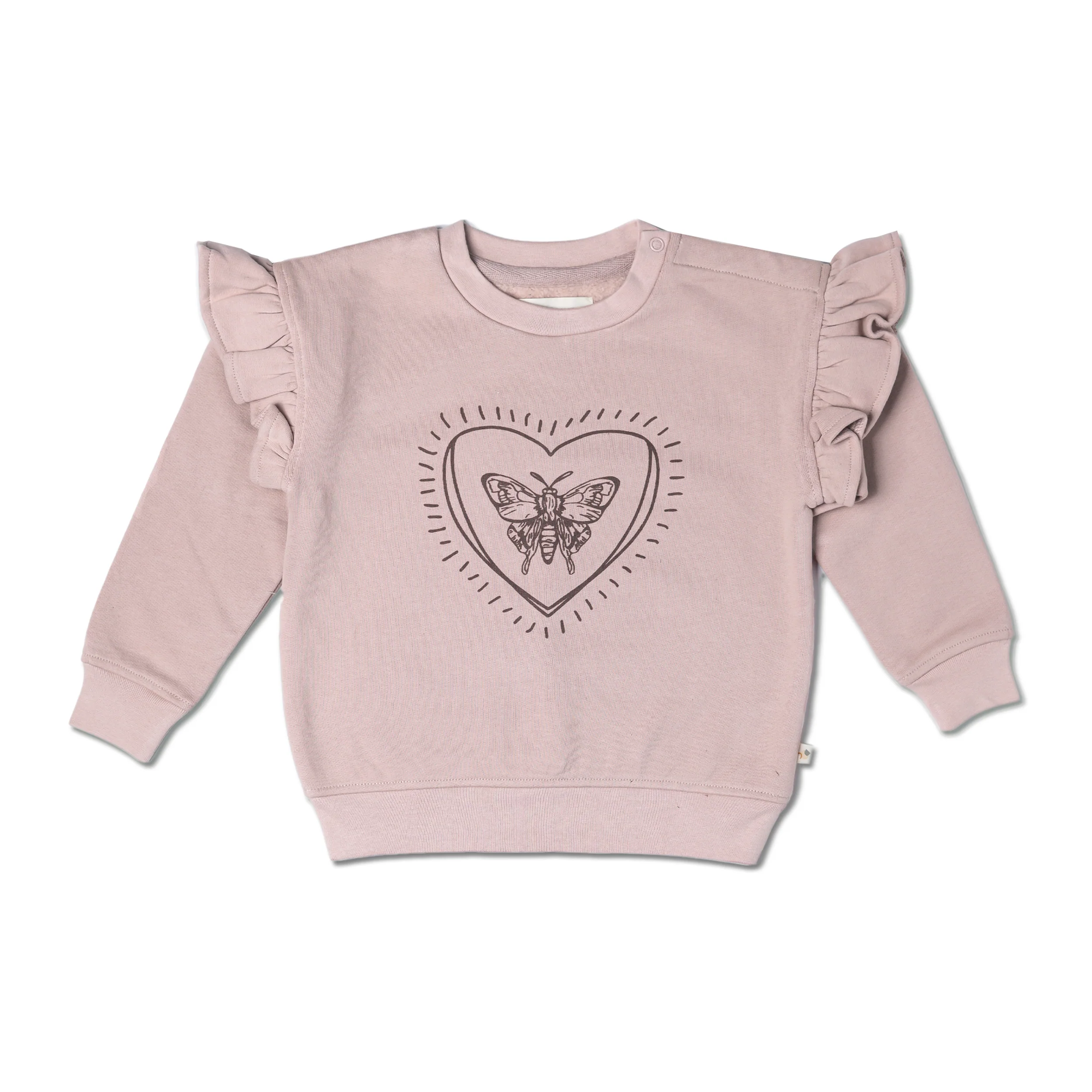 Organic Fleece Ruffle Sleeve Sweatshirt - Love Wings - Image 2