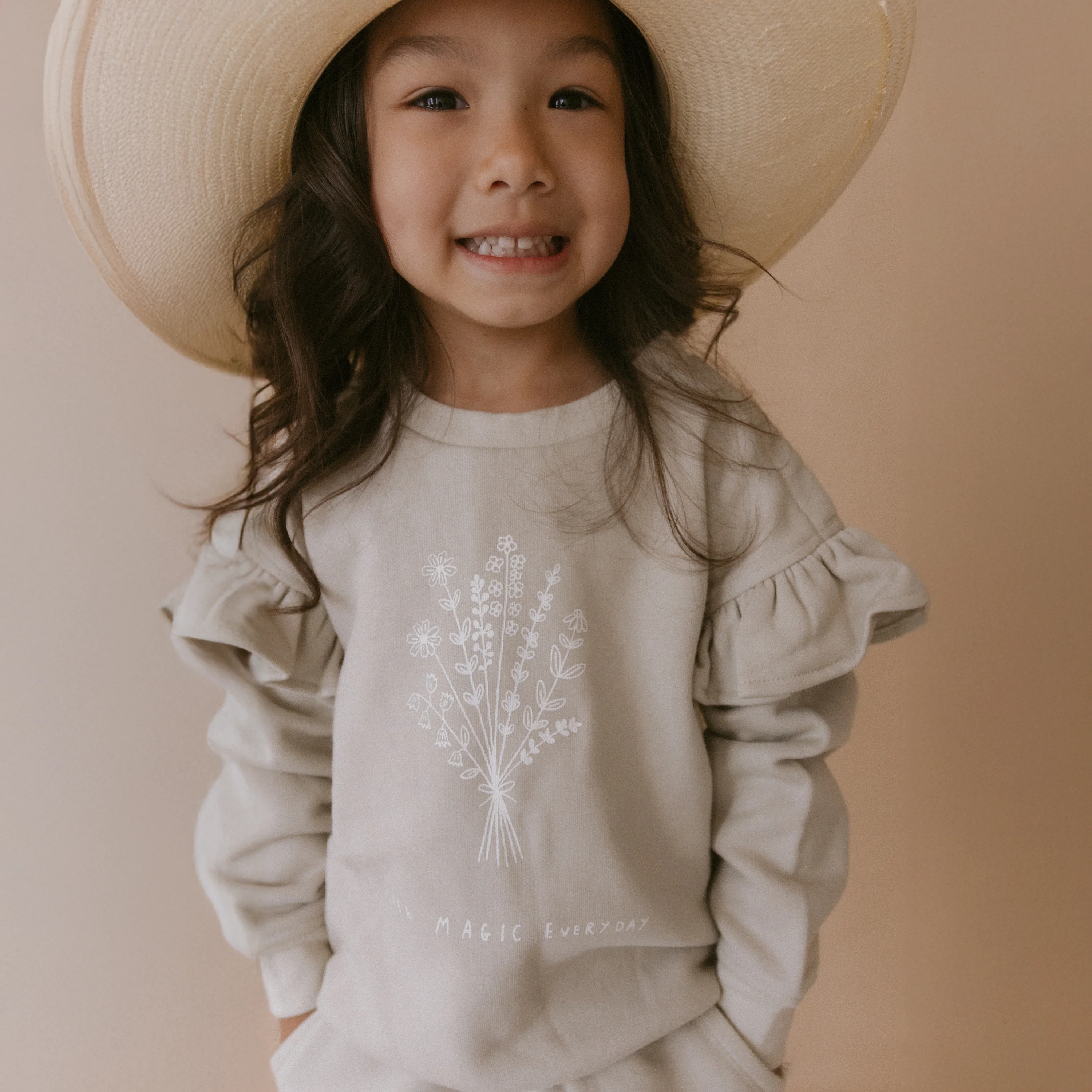 Organic Fleece Ruffle Sleeve Sweatshirt - Magic