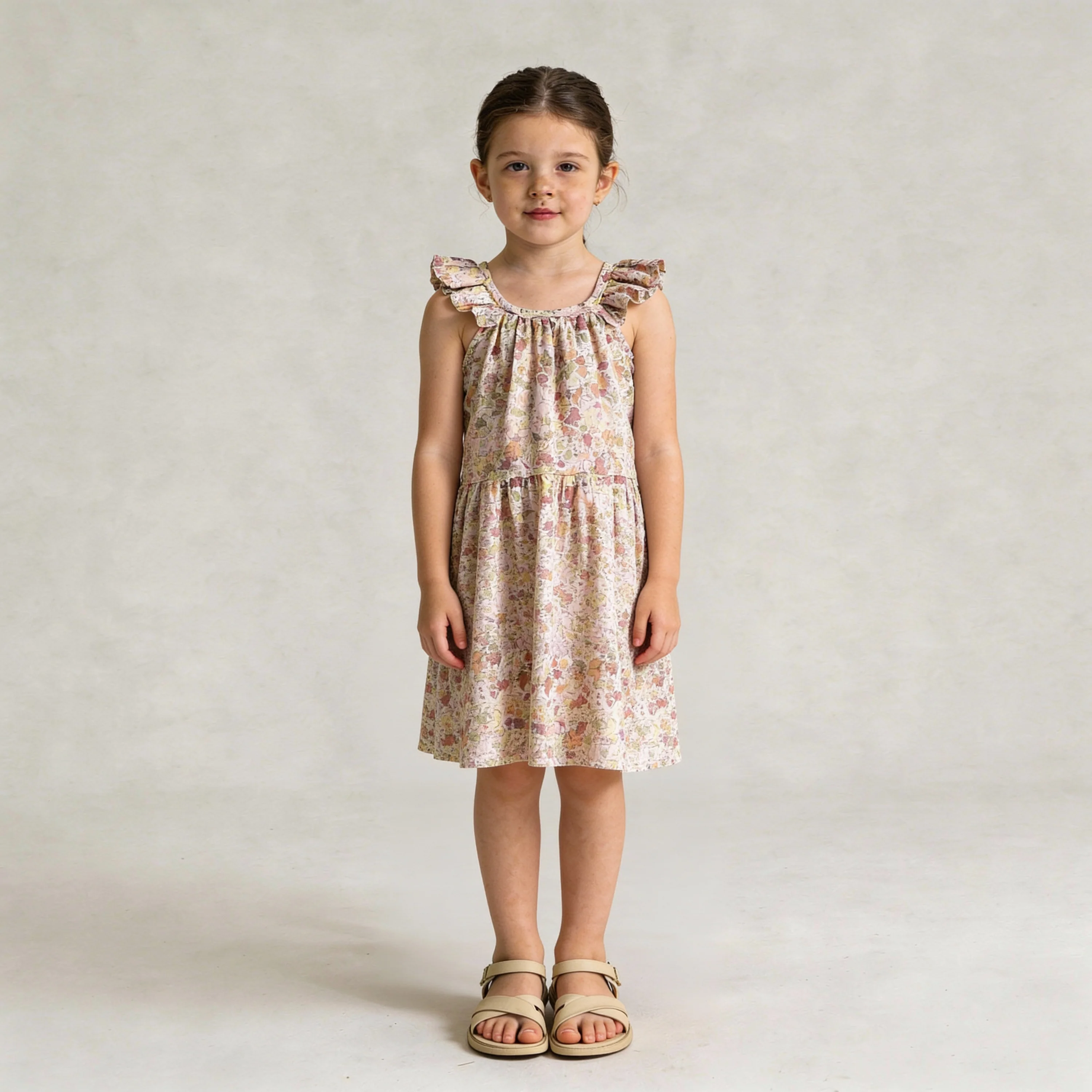 Organic Ruffle Tiered Dress - Pastel Bloom - Image 3