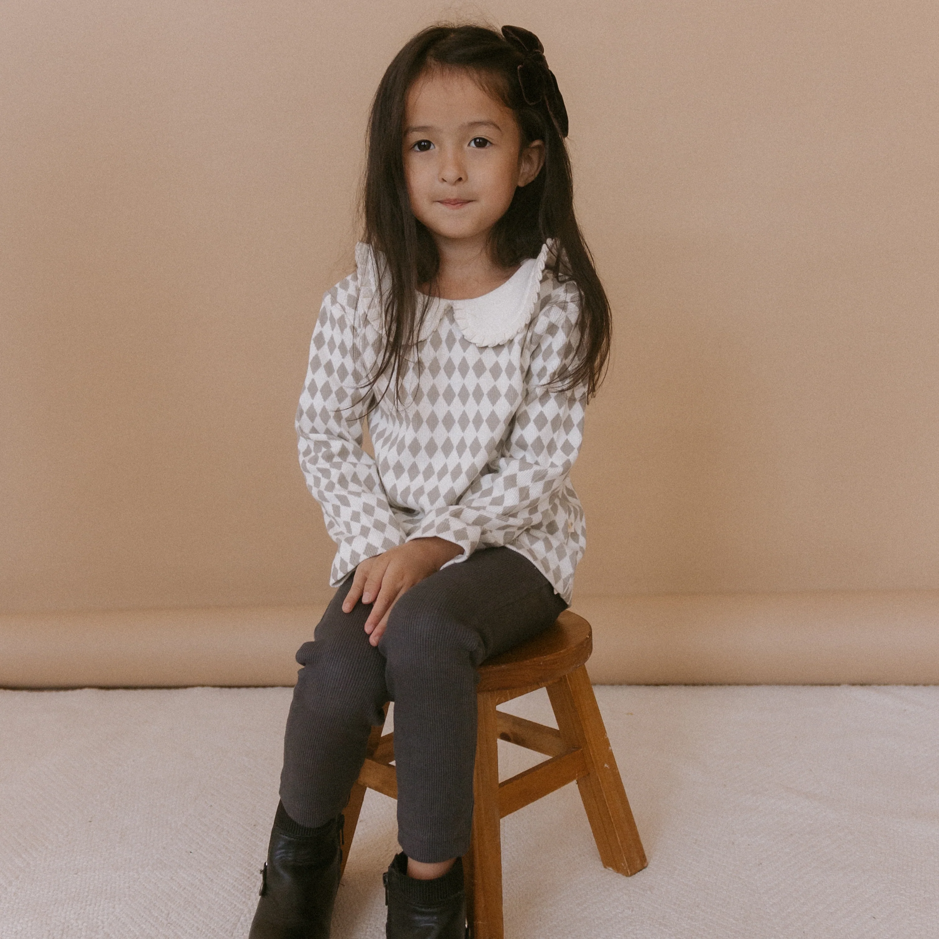 Organic Ruffle Collar Top & Leggings Set - Harlequin