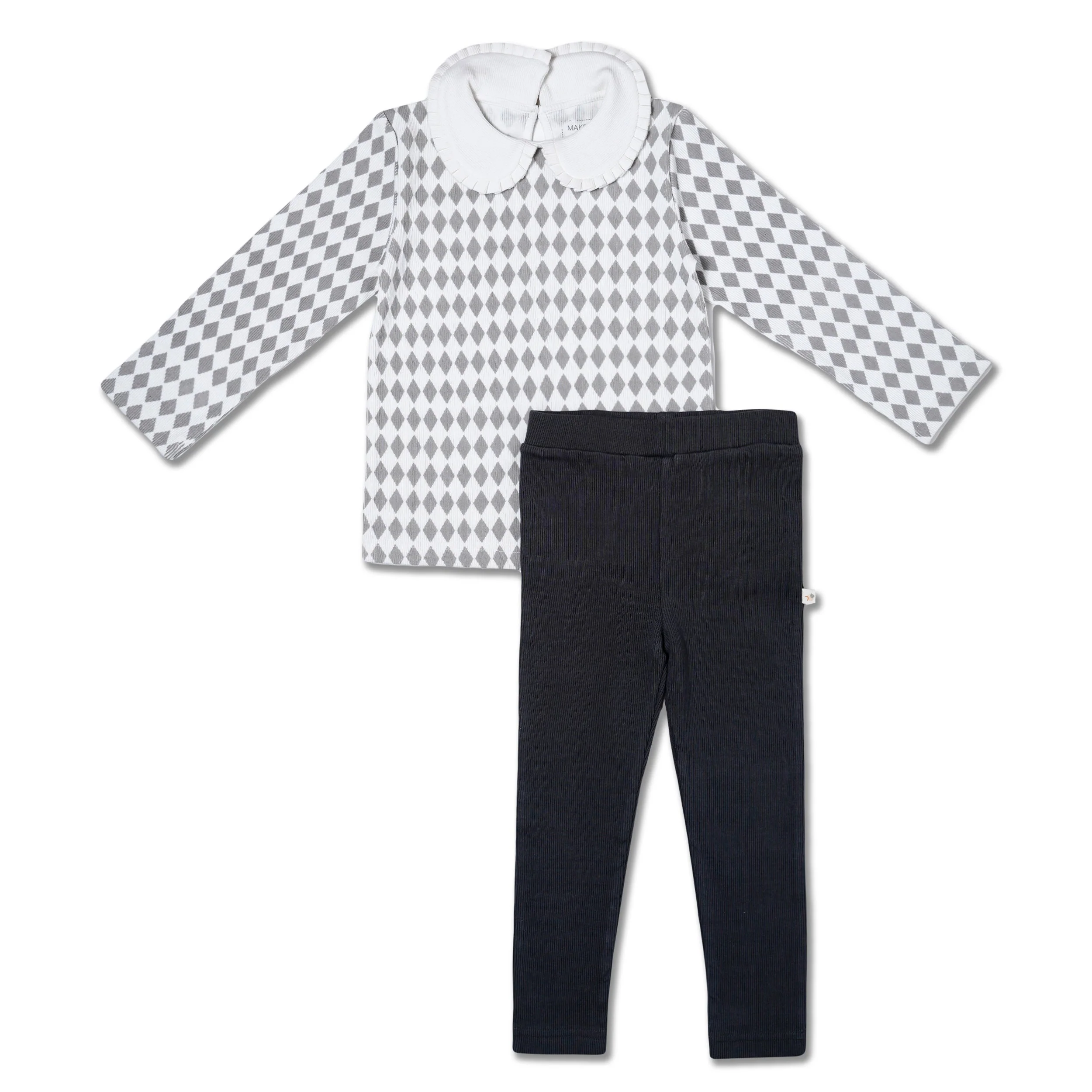 Organic Ruffle Collar Top & Leggings Set - Harlequin - Image 3