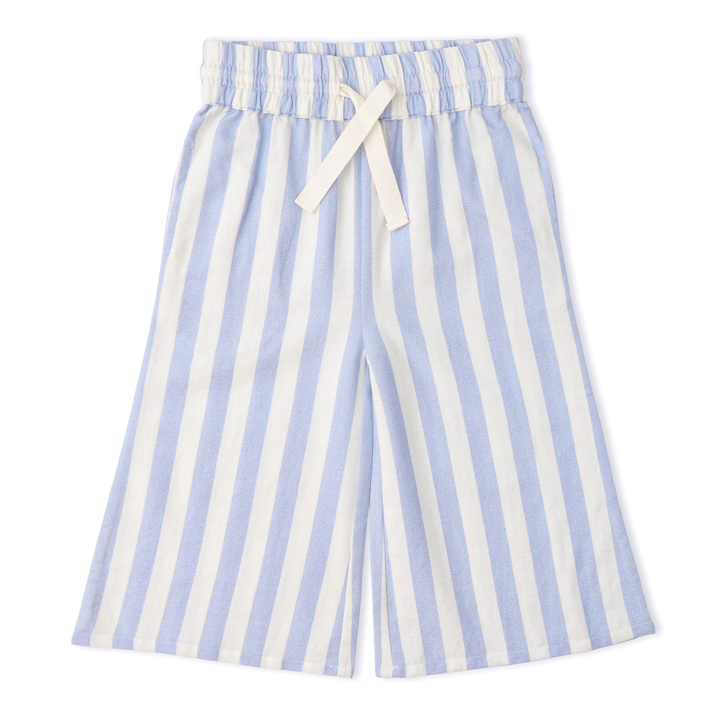Organic Ruffle Top & Pants Set - Blue Stripes - Image 6