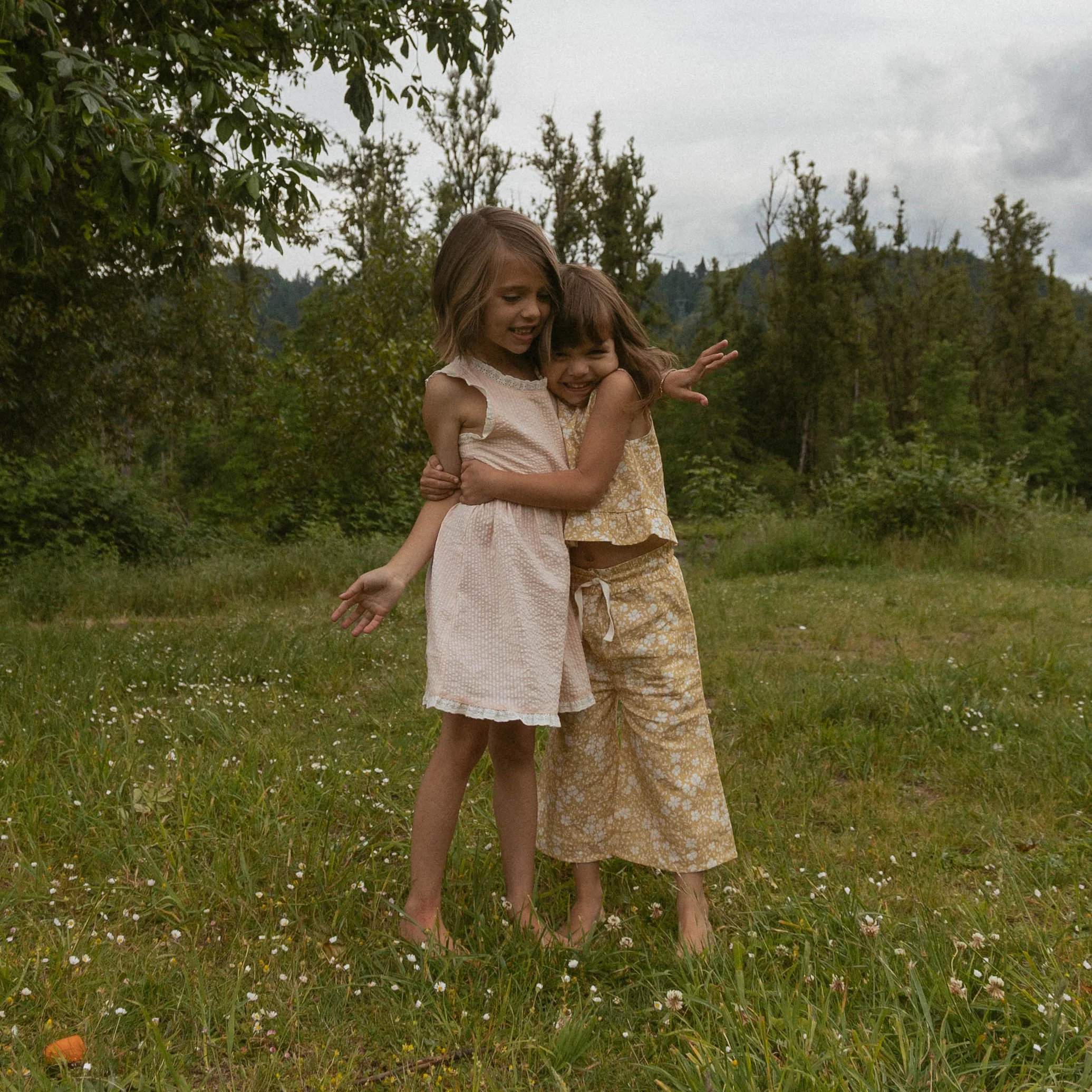Organic Ruffle Top & Pants Set - Yellow Blossom - Image 3