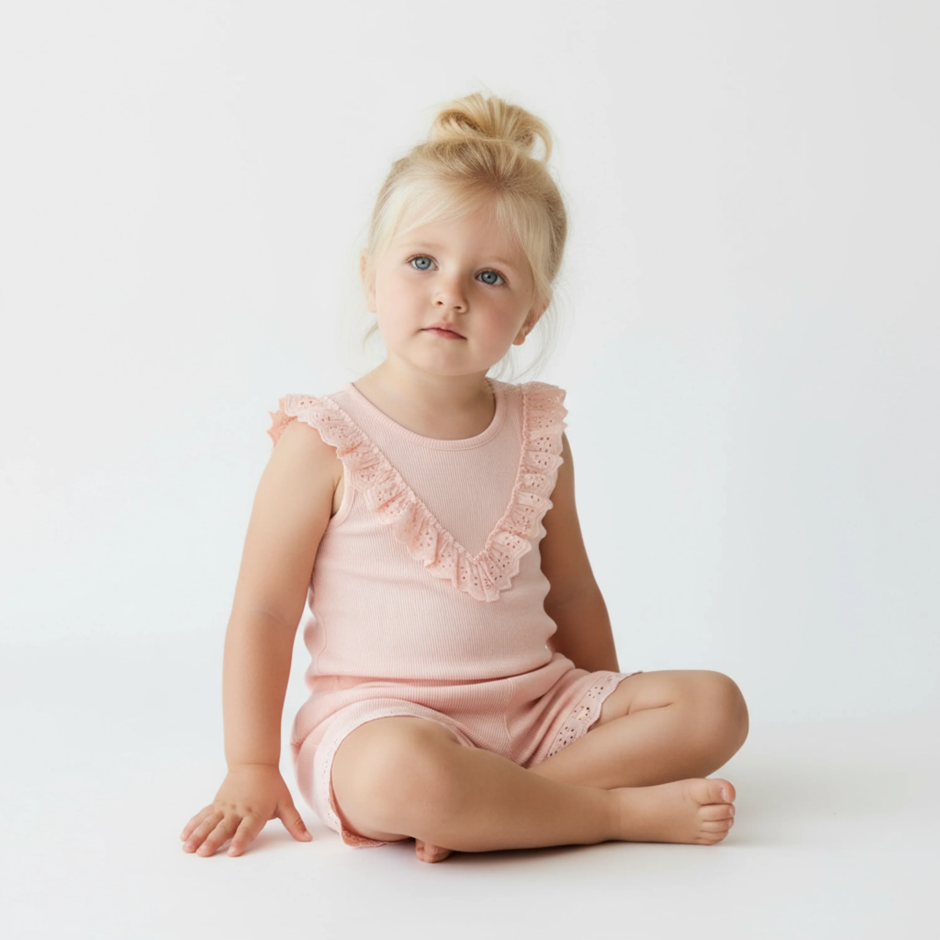 Organic Ruffle Top & Shorts Set - Blush - Image 3