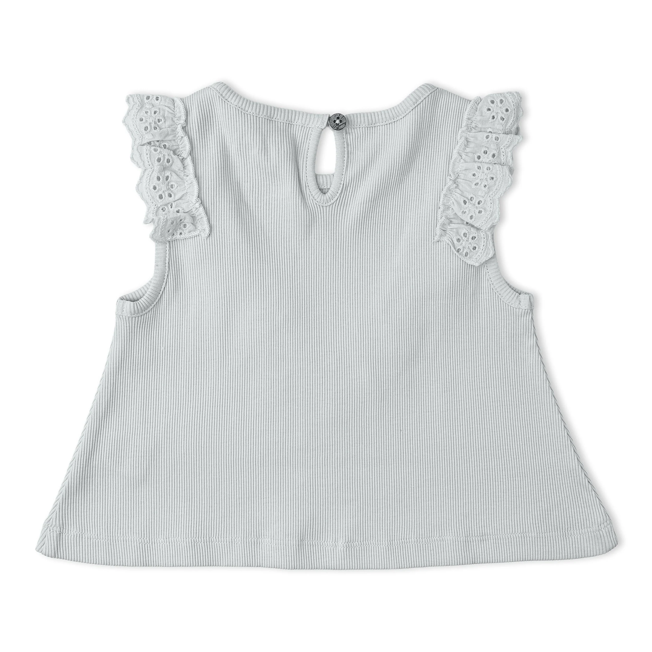 Organic Ruffle Top & Shorts Set - Fog - Image 4
