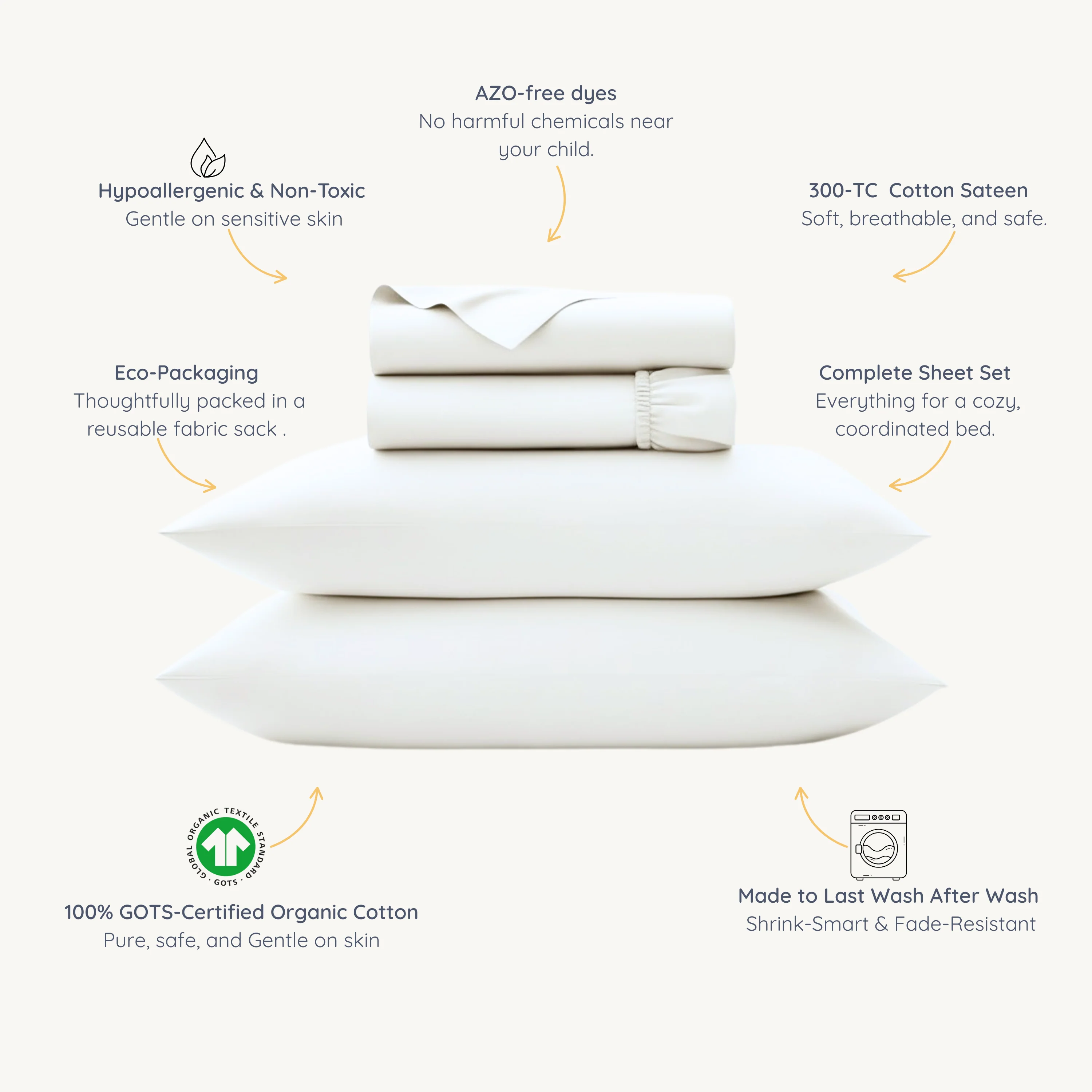 Organic Cotton Sheet Set - Ivory - Image 8