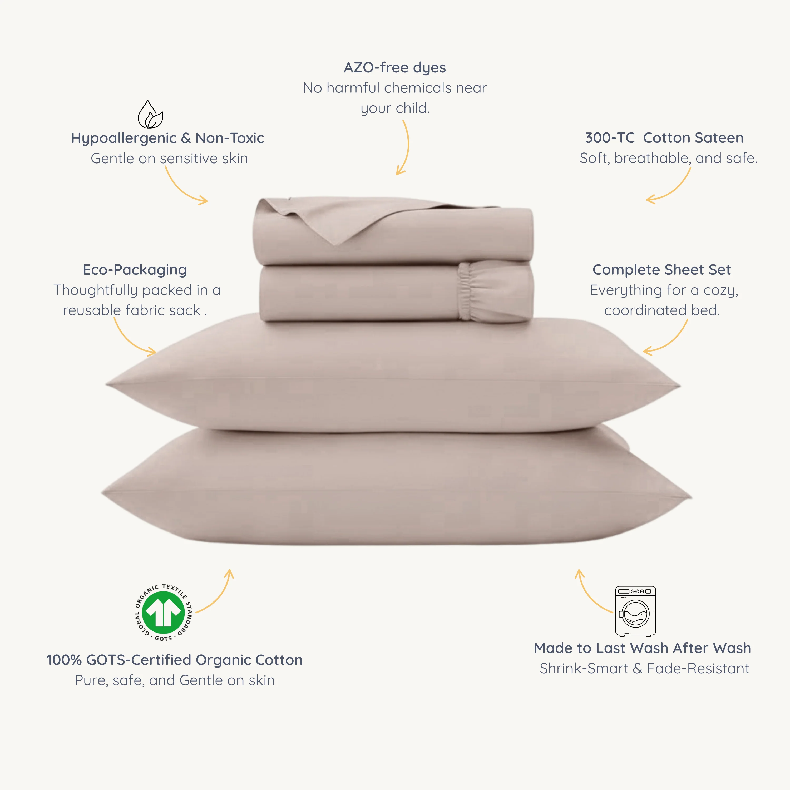 Organic Cotton Sheet Set - Taupe - Image 8