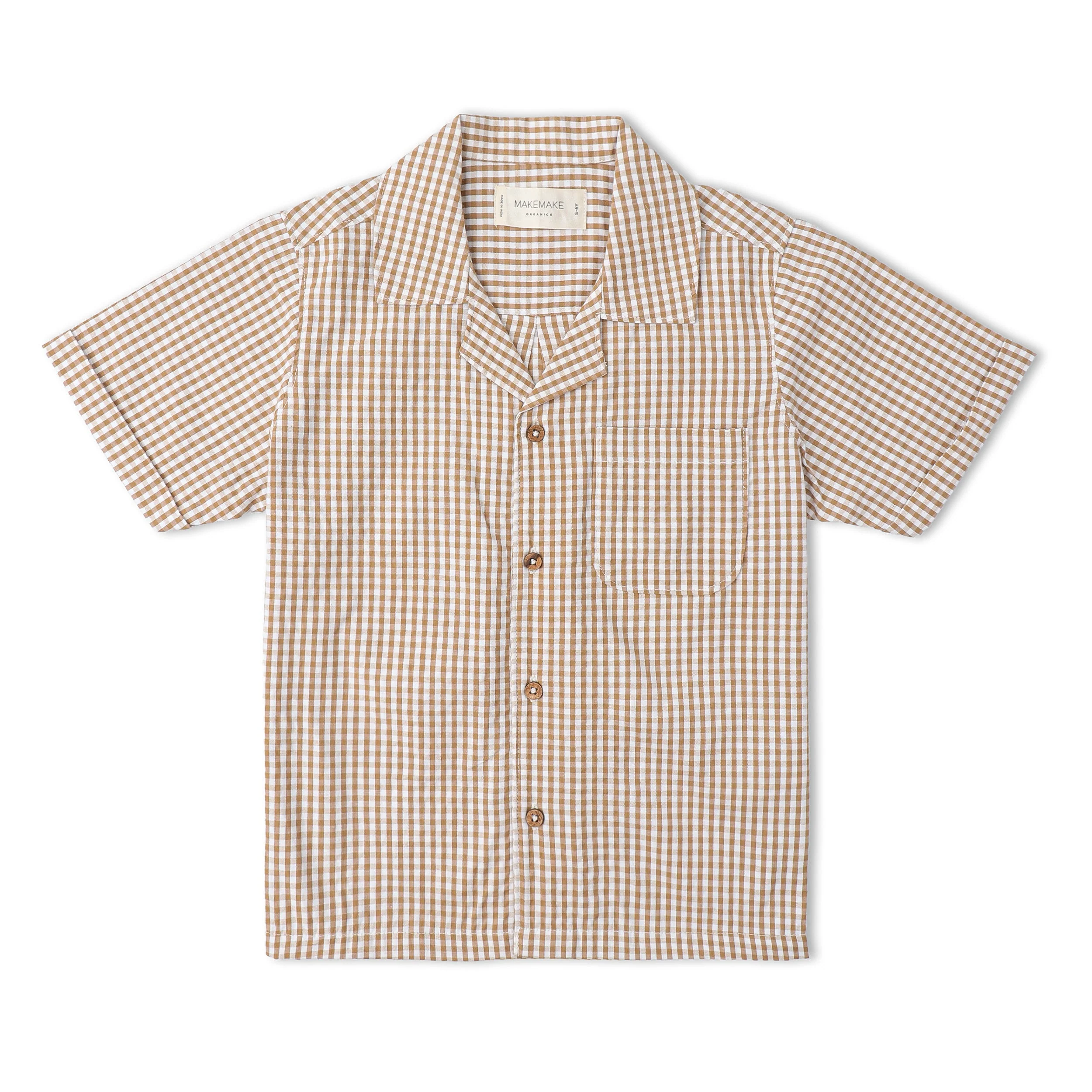 Organic Shirt & Shorts Set - Caramel Check - Image 4