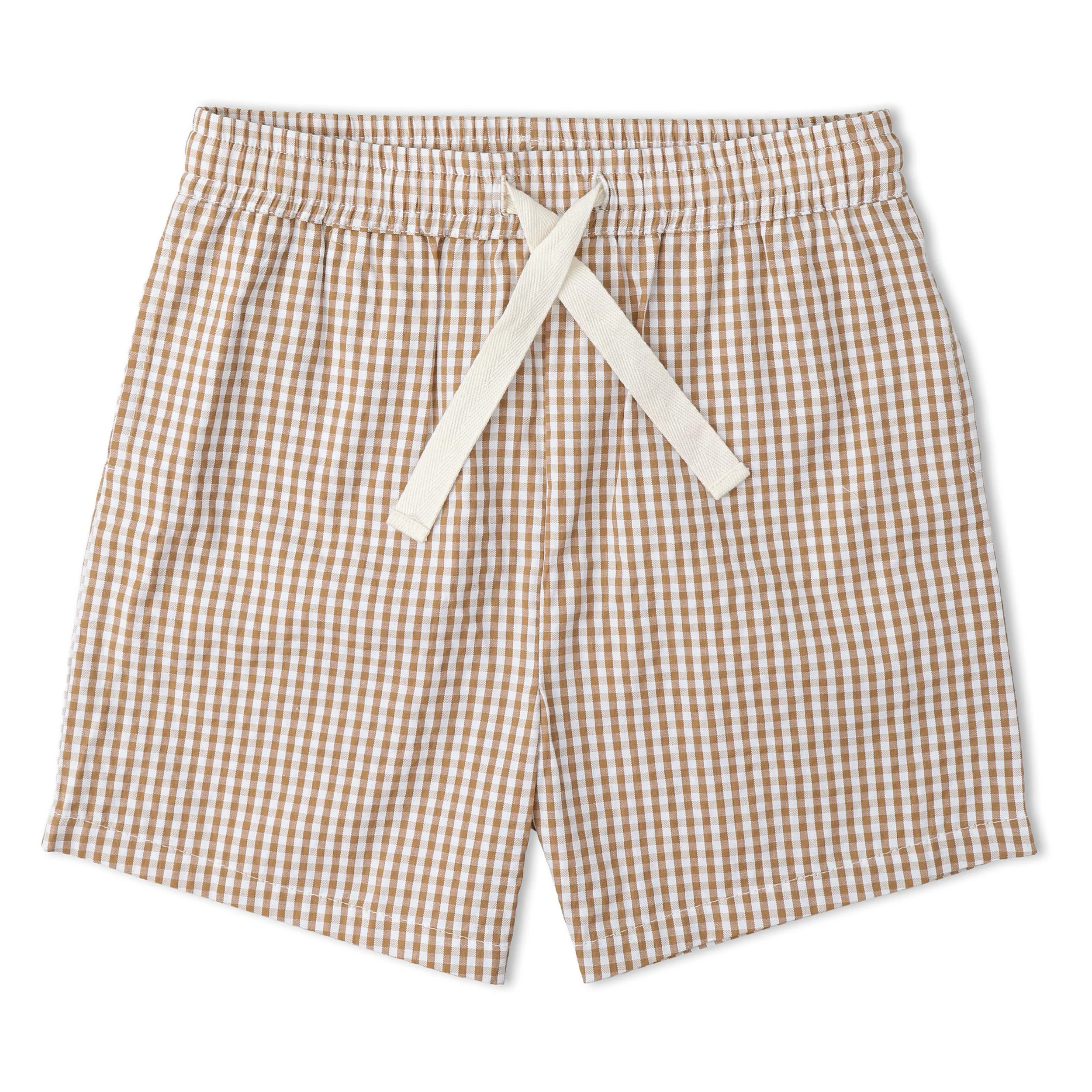Organic Shirt & Shorts Set - Caramel Check - Image 5