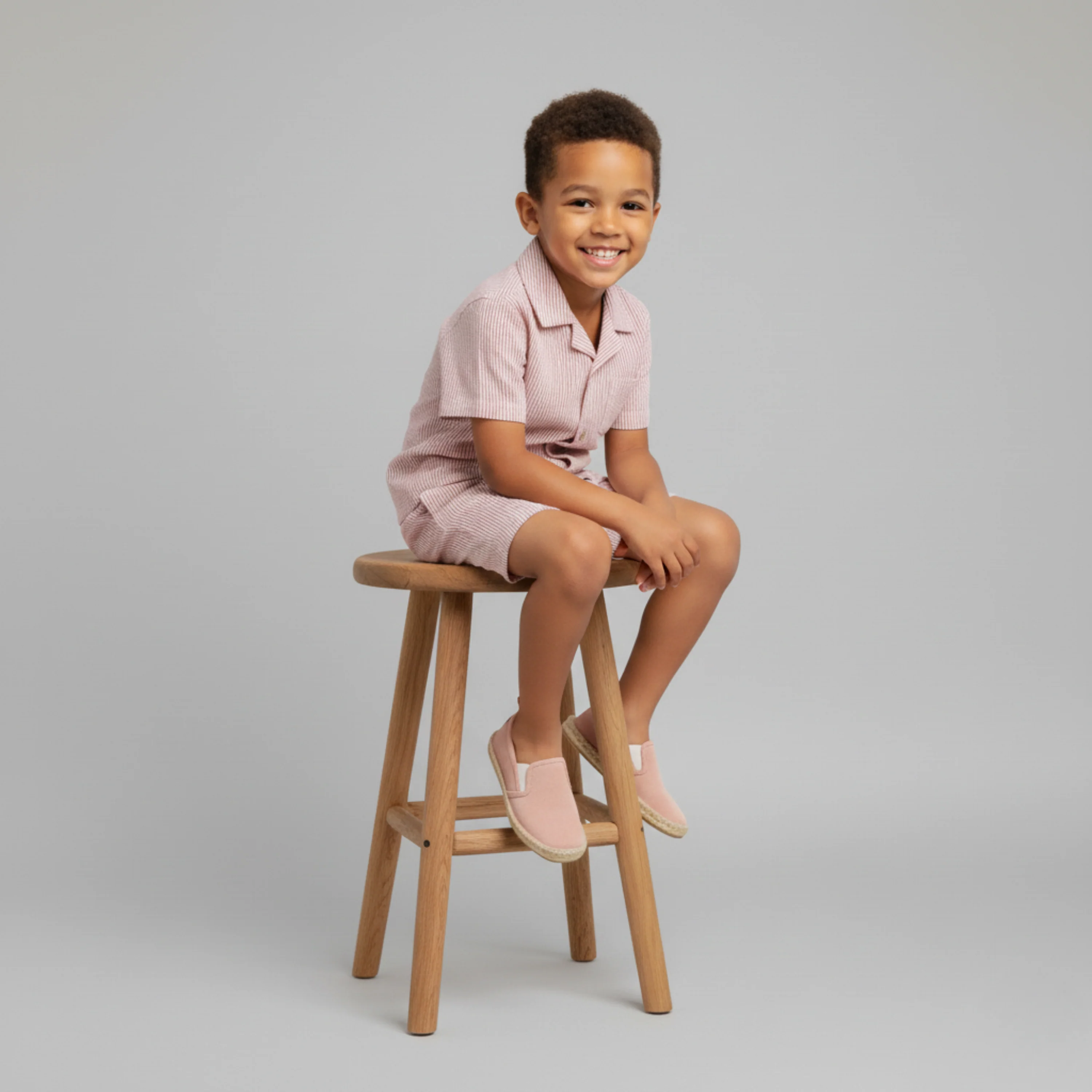 Organic Shirt & Shorts Set - Coral Stripes - Image 3