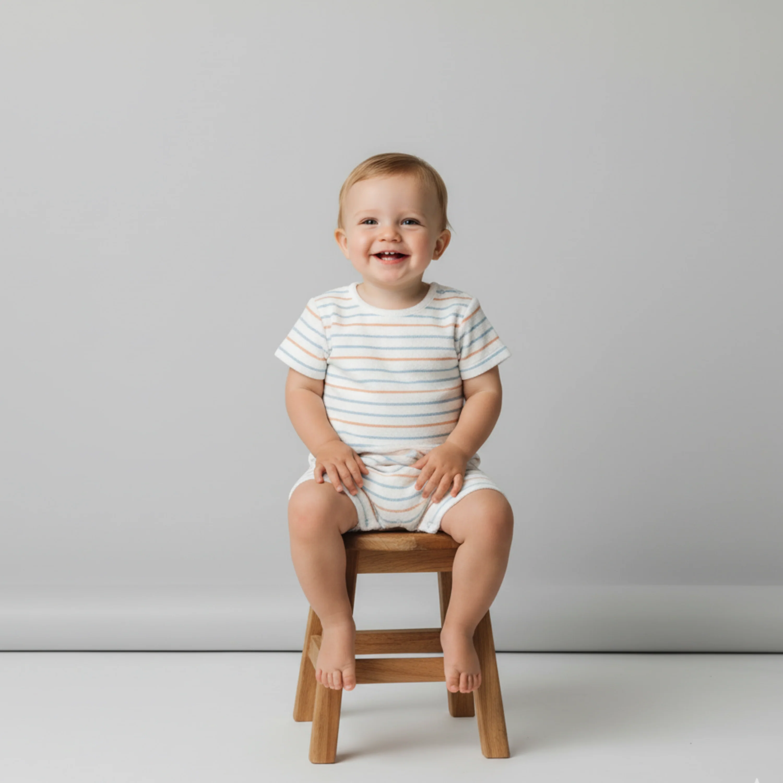 Organic Short Romper - Cabana Stripes - Image 3