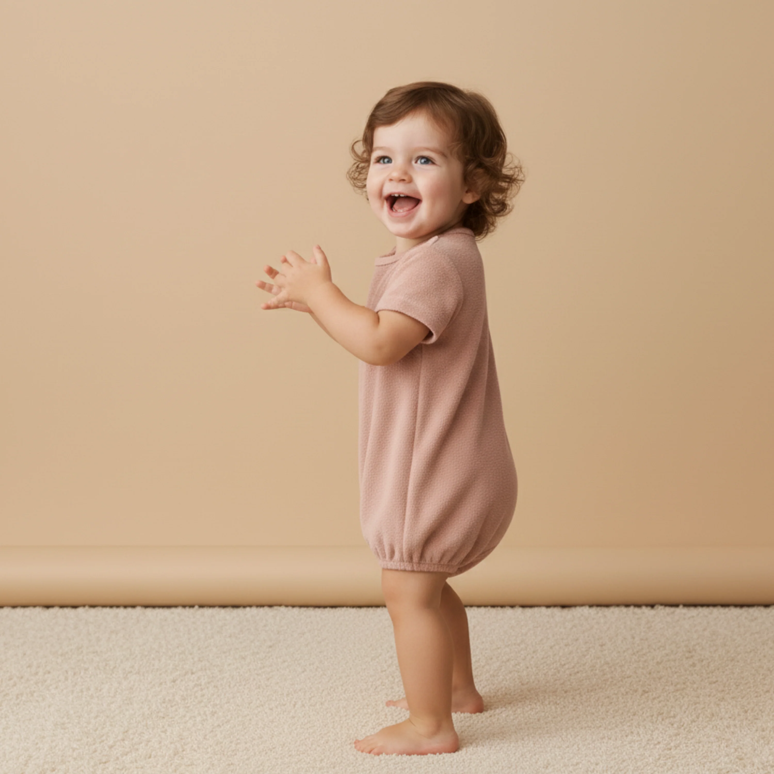 Organic Short Romper - Clay - Image 3