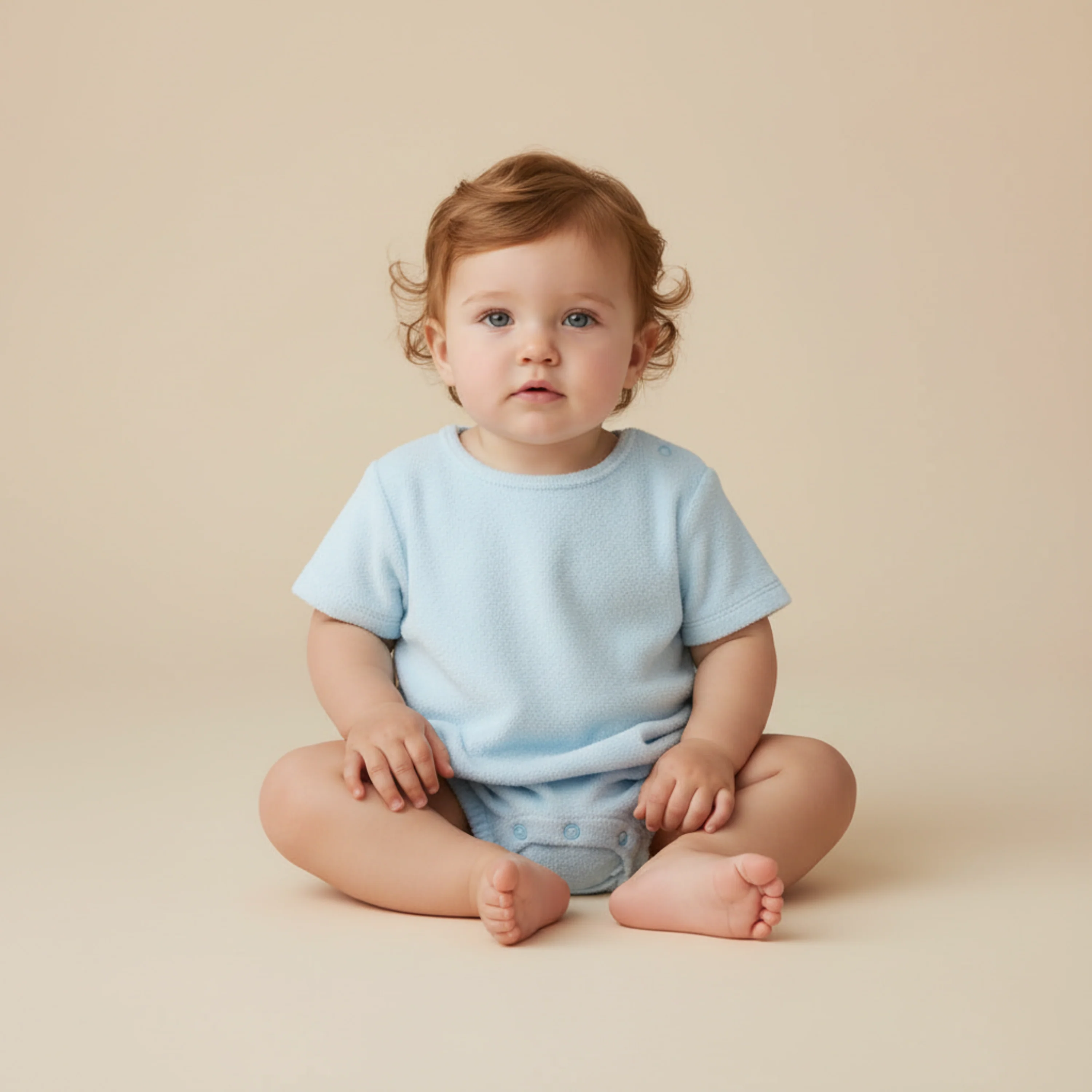 Organic Short Romper - Light Blue - Image 3