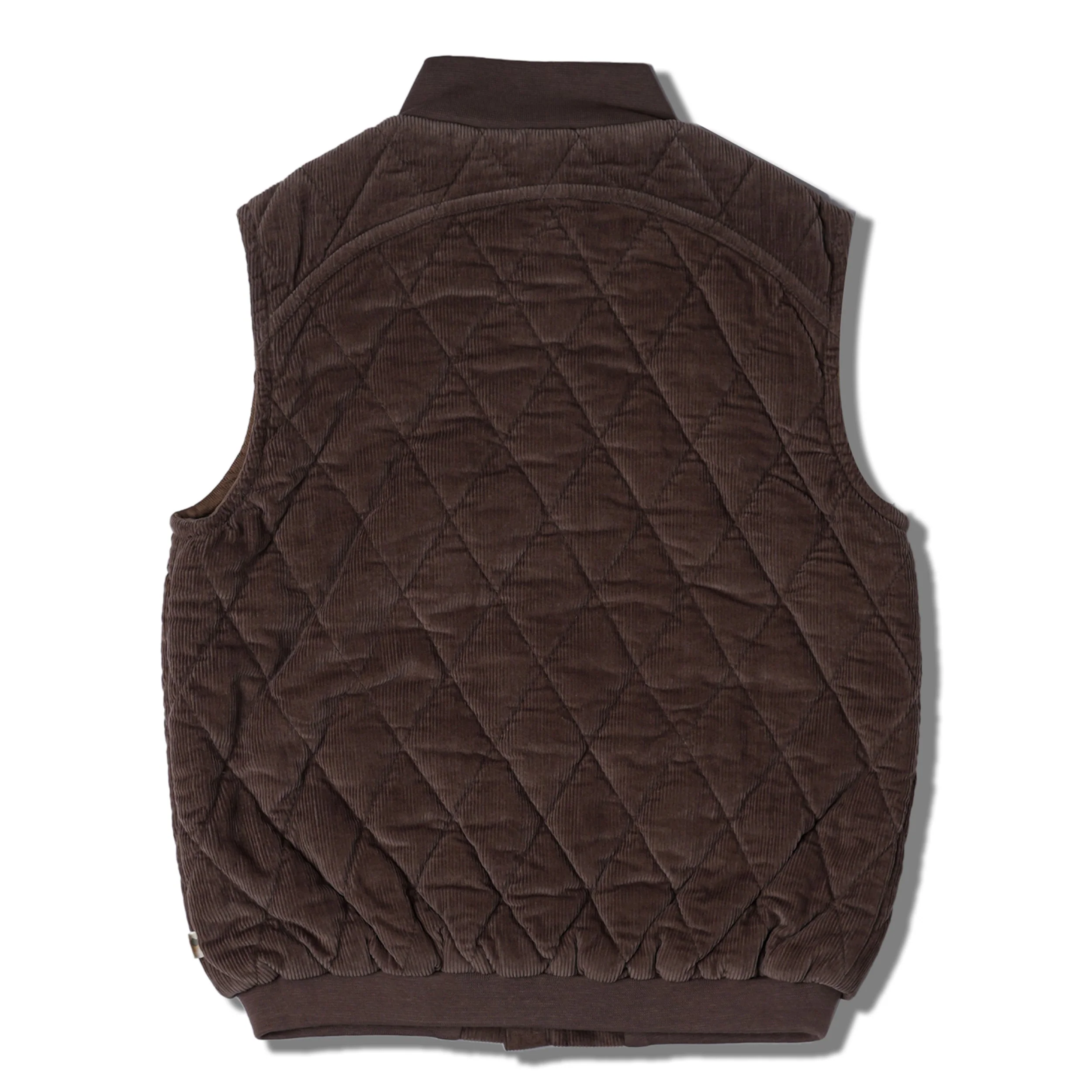 Organic Sleeveless Quilted Corduroy Jacket - Dark Brown - Image 4