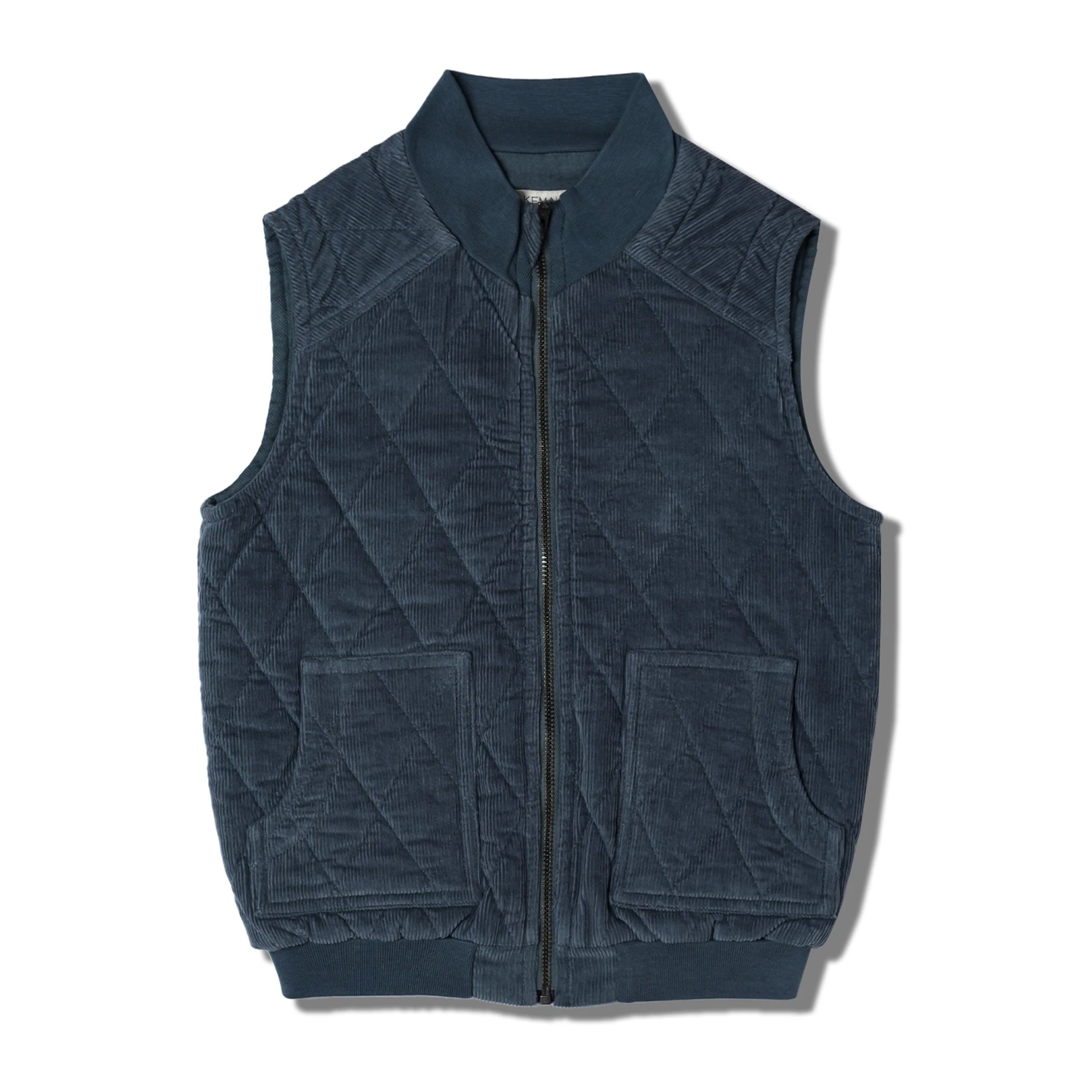 Organic Sleeveless Quilted Corduroy Jacket - Hale Navy - Image 2