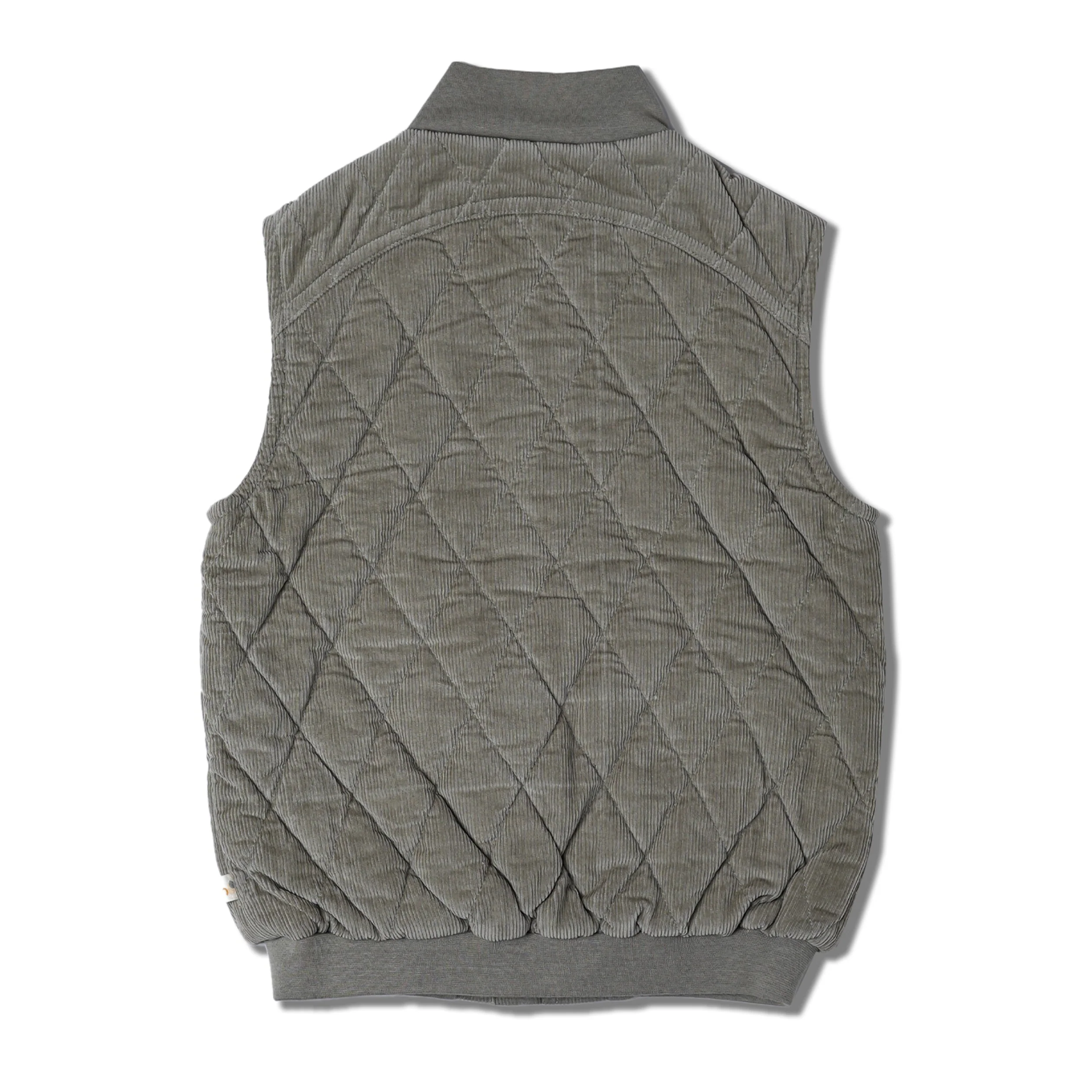 Organic Sleeveless Quilted Corduroy Jacket - Olive - Image 4