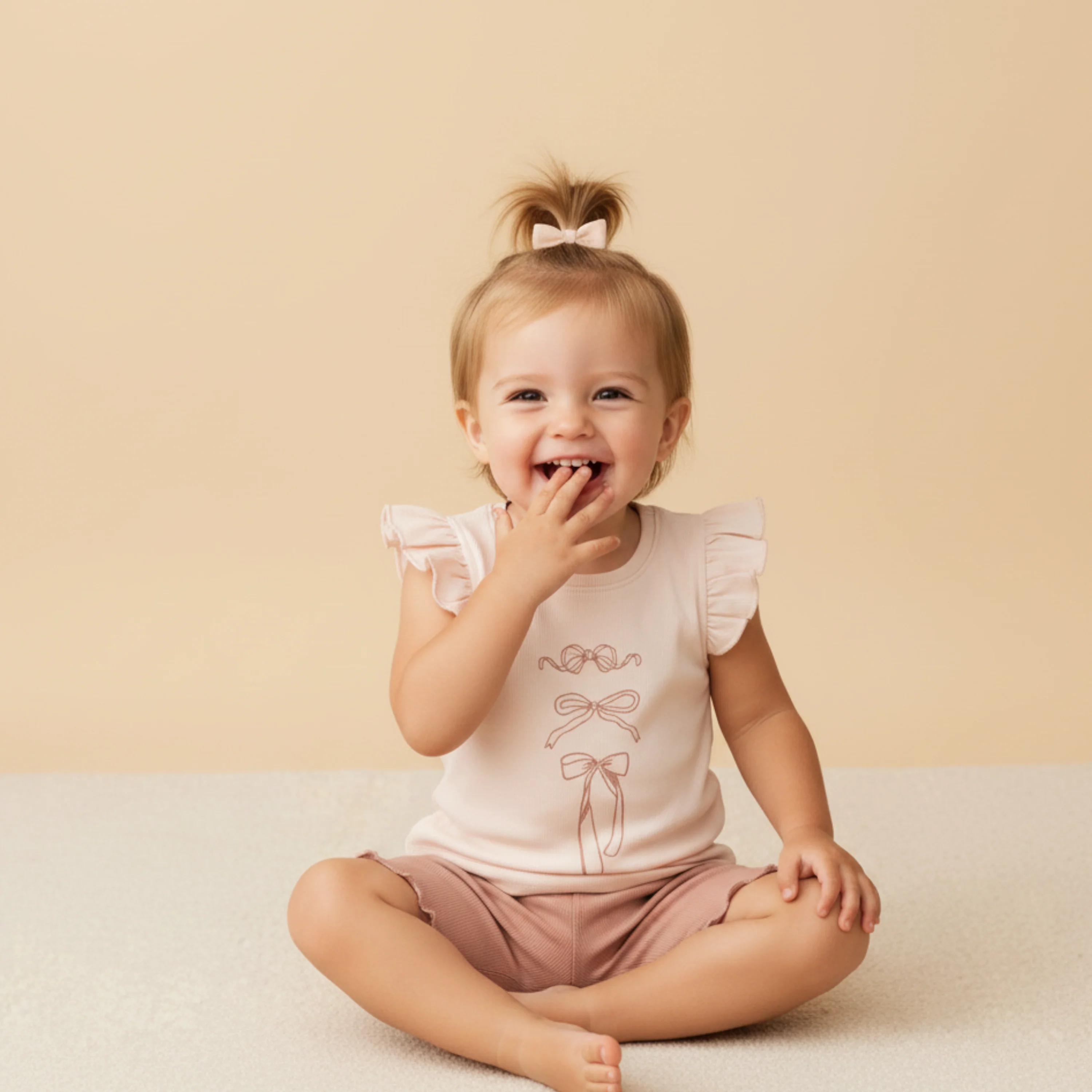 Organic Sleeveless Flutter Top & Shorts Set - Bows