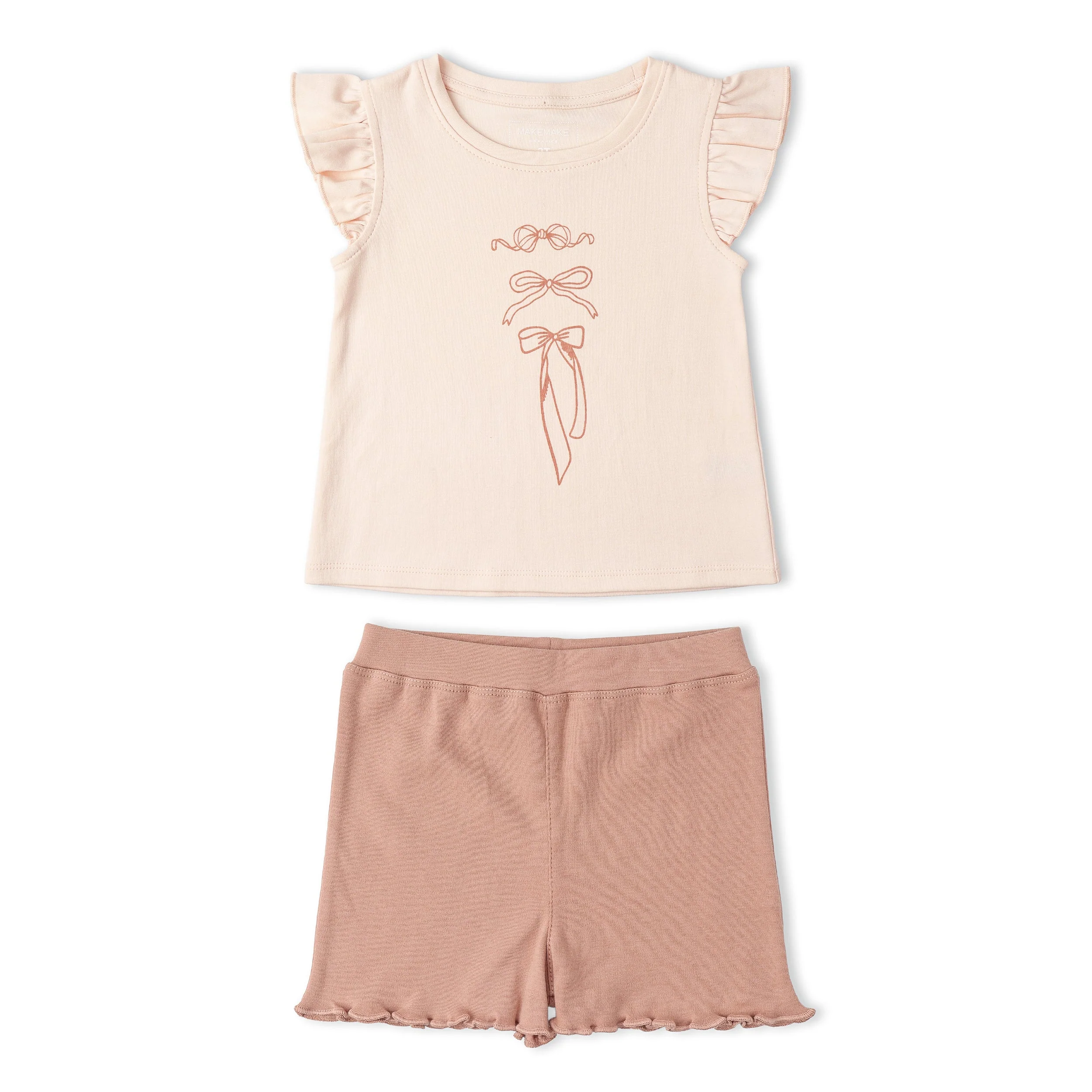 Organic Sleeveless Flutter Top & Shorts Set - Bows - Image 2