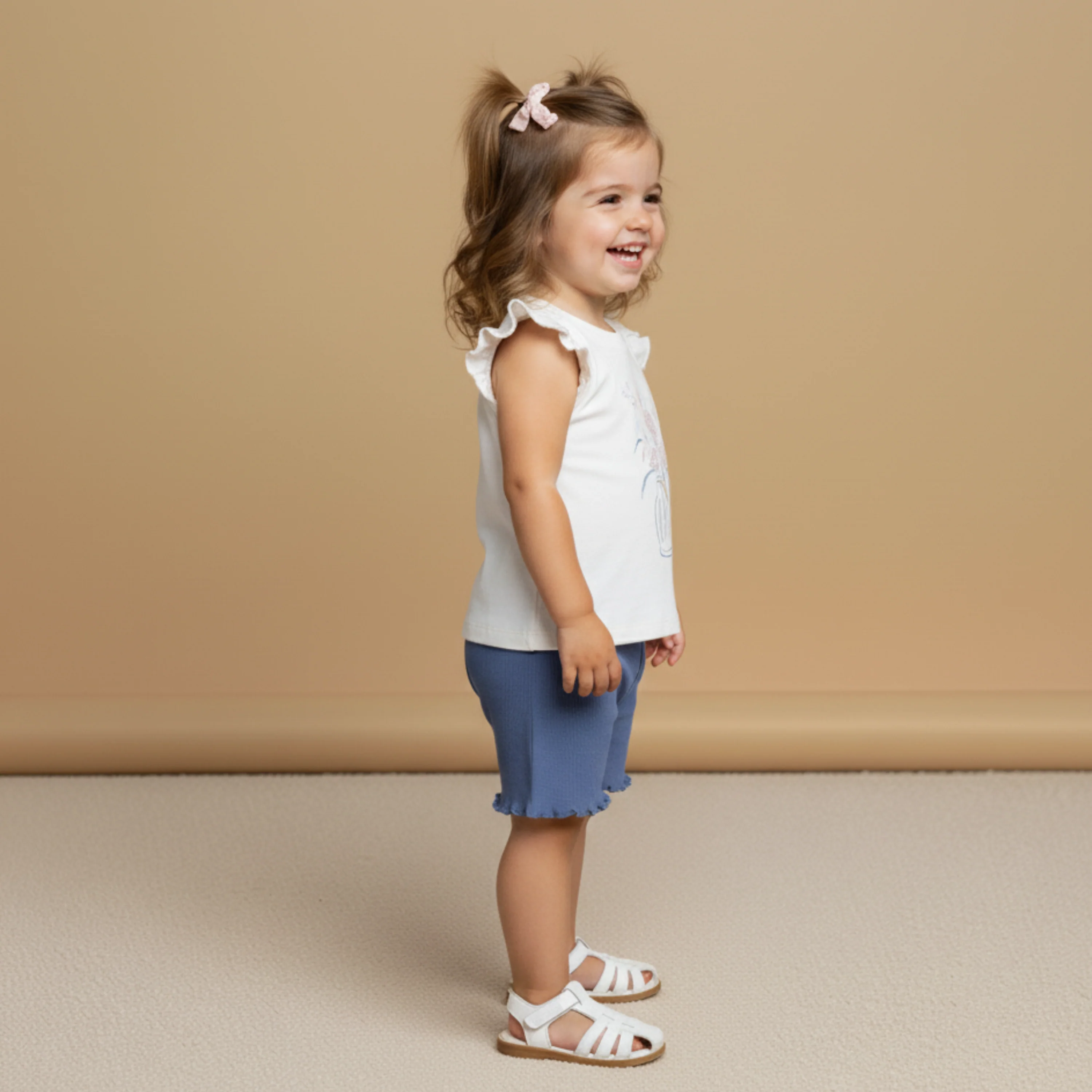 Organic Sleeveless Flutter Top & Shorts Set - Spring Floral - Image 3