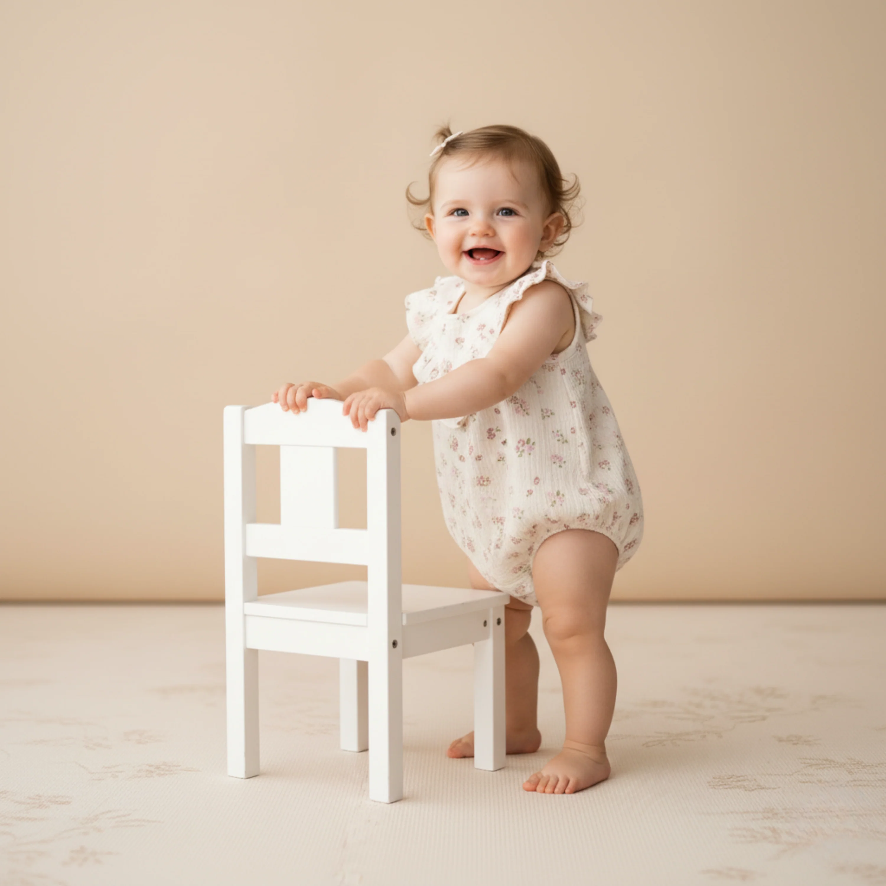 Organic Sleeveless Ruffle Bubble Romper - Blush Floral - Image 3