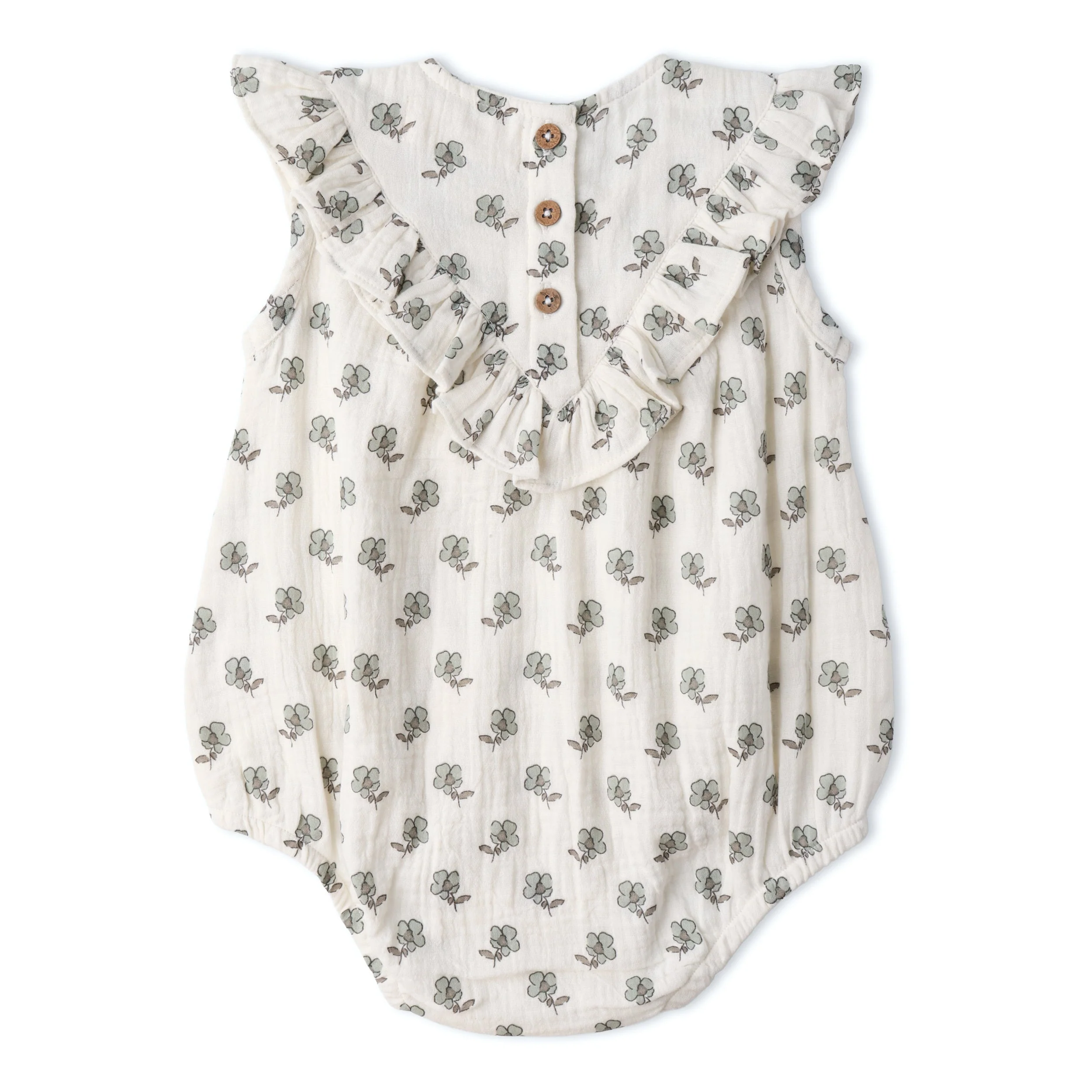 Organic Sleeveless Ruffle Bubble Romper - Poppy - Image 4