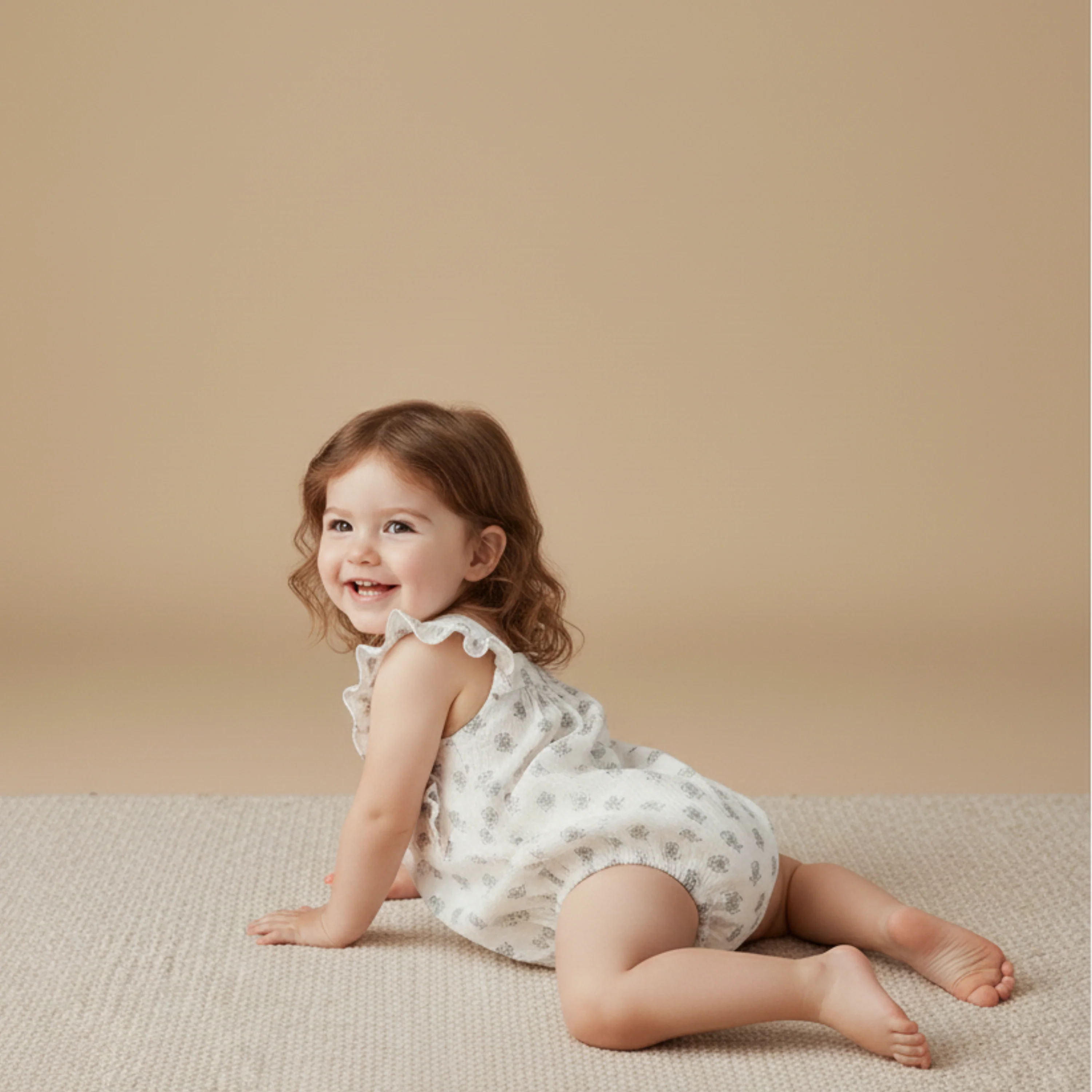 Organic Sleeveless Ruffle Bubble Romper - Poppy - Image 5