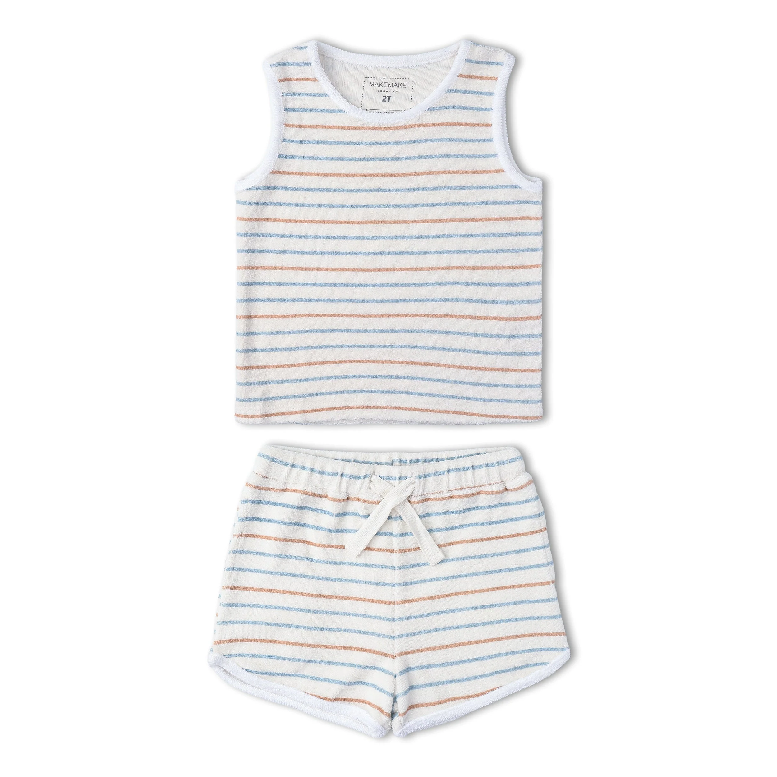 Organic Sleeveless Tee & Shorts Set - Cabana Stripes - Image 2