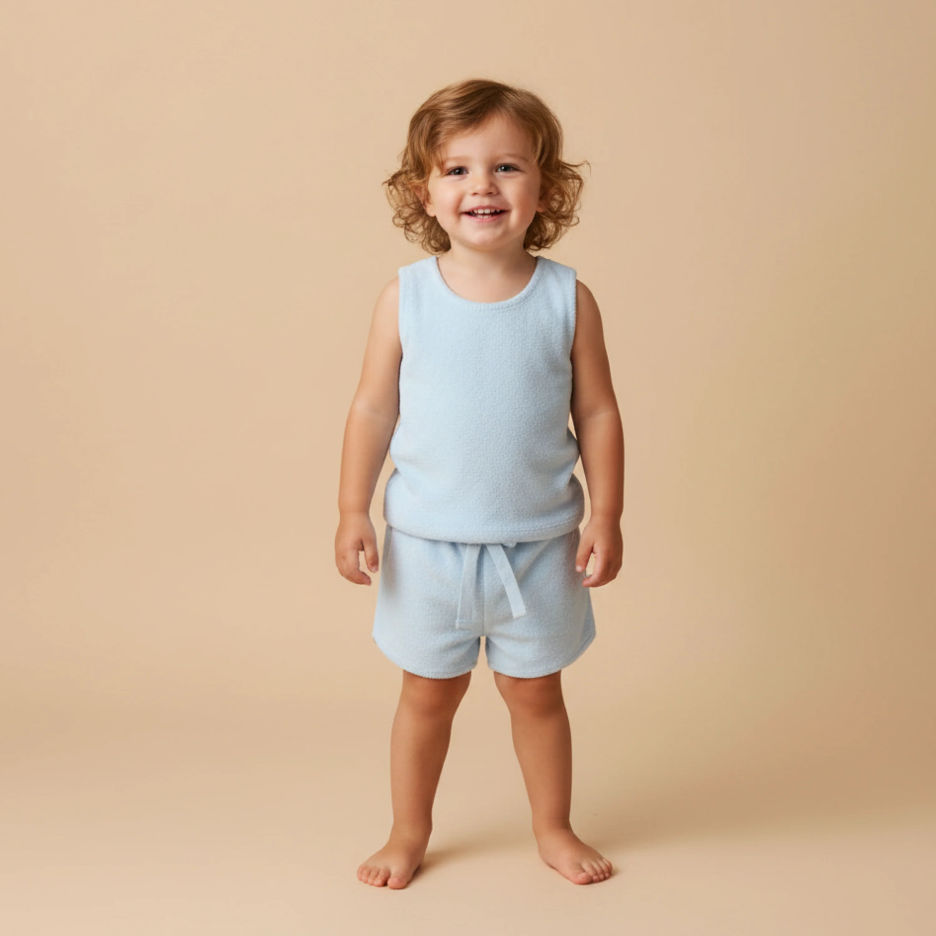 Organic Sleeveless Tee & Shorts Set - Light Blue - Image 3