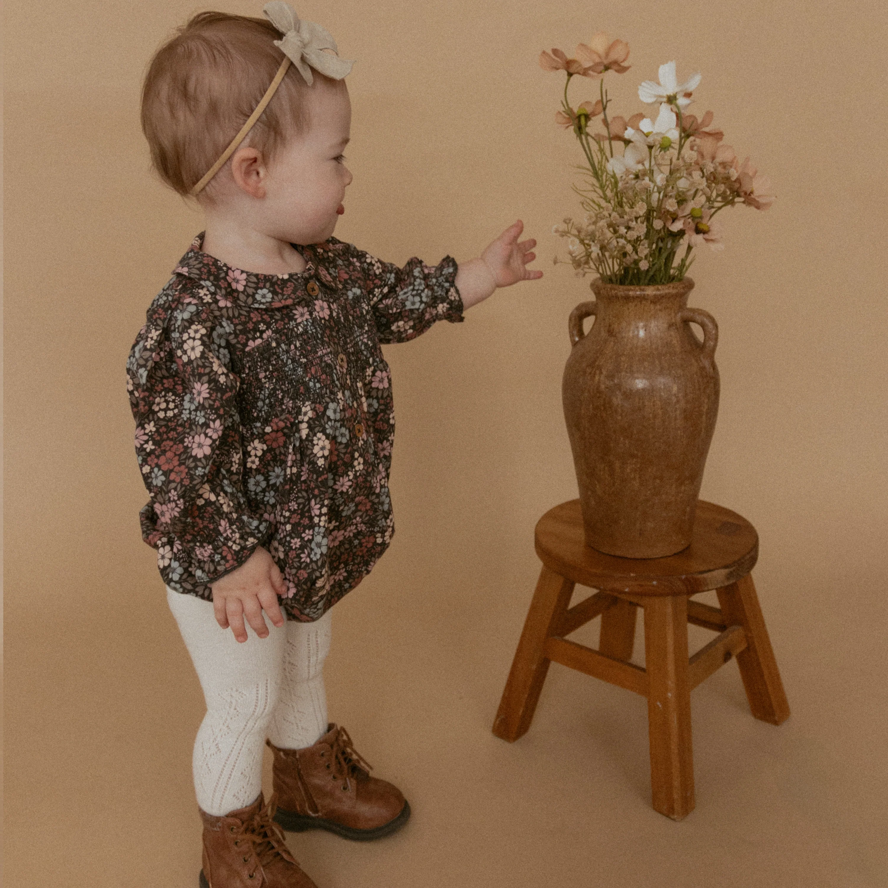 Organic Smocked Bubble Romper - Bohemian Floral