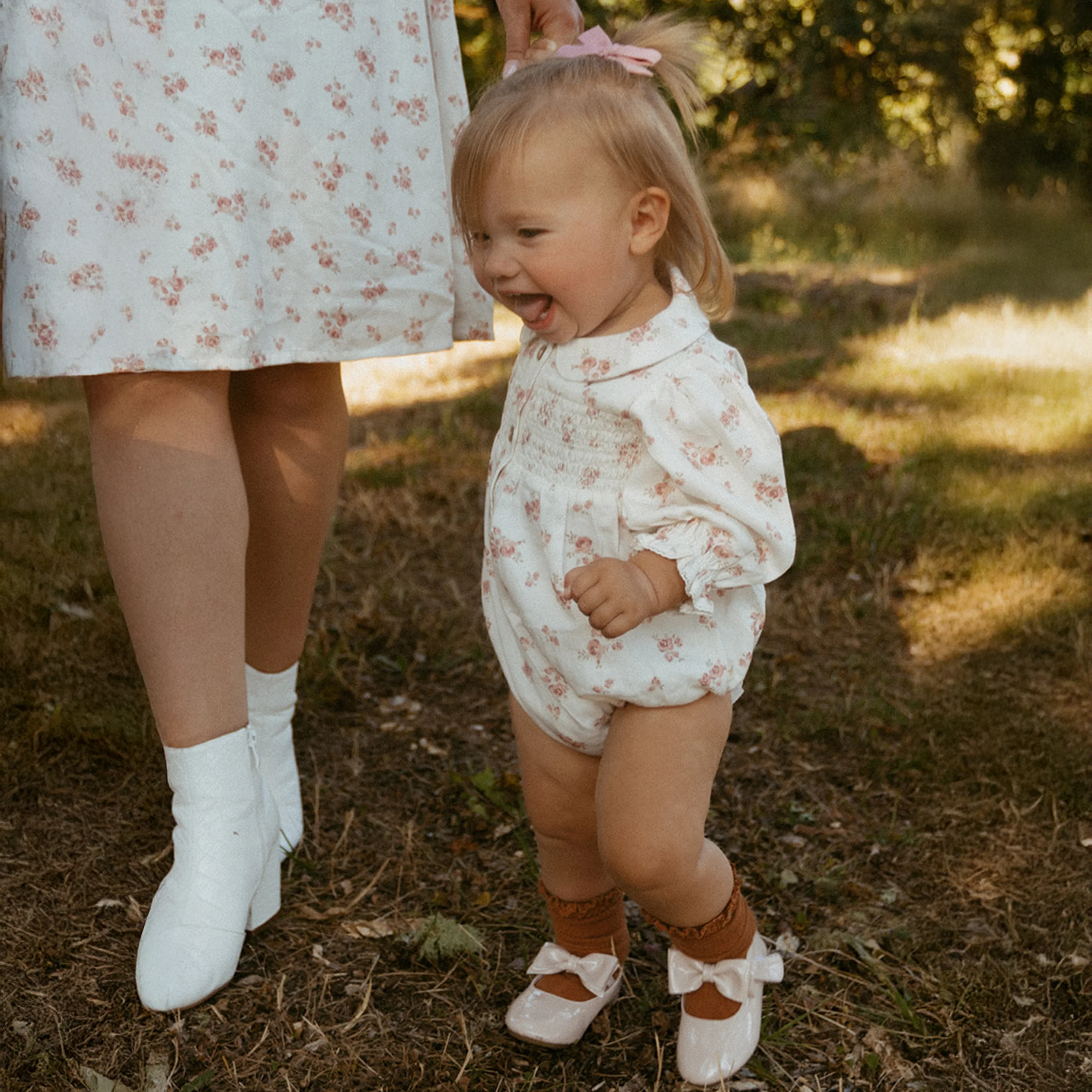Organic Smocked Bubble Romper - Rustic Rose