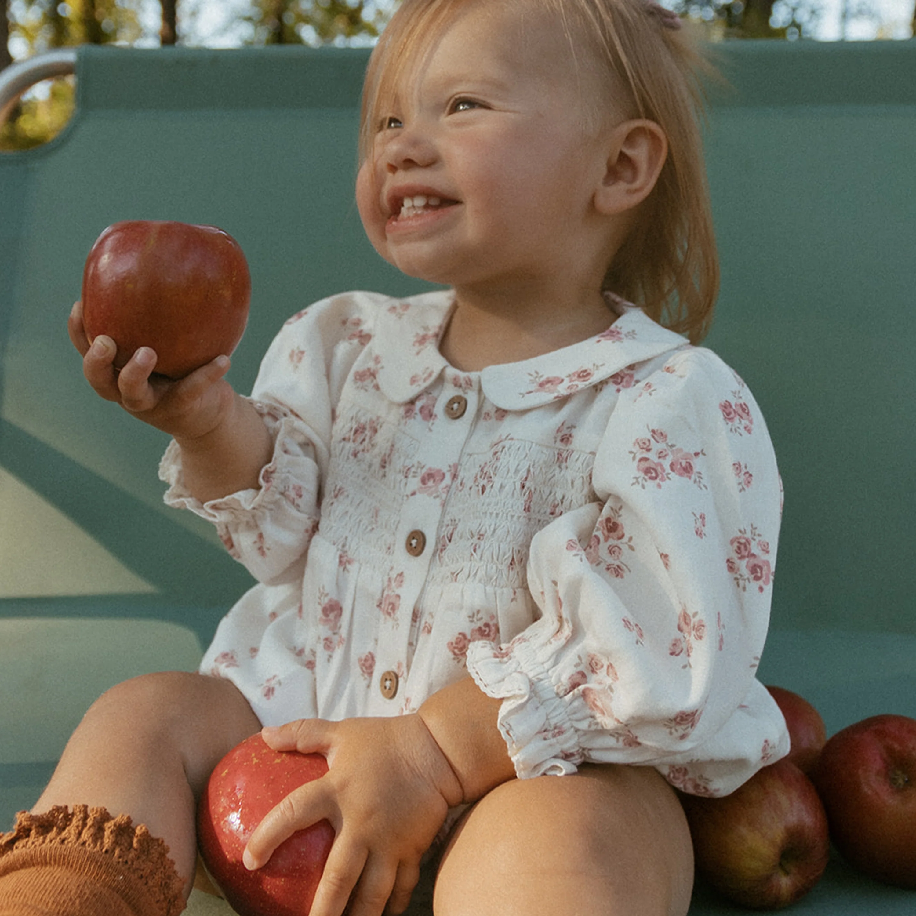 Organic Smocked Bubble Romper - Rustic Rose - Image 3