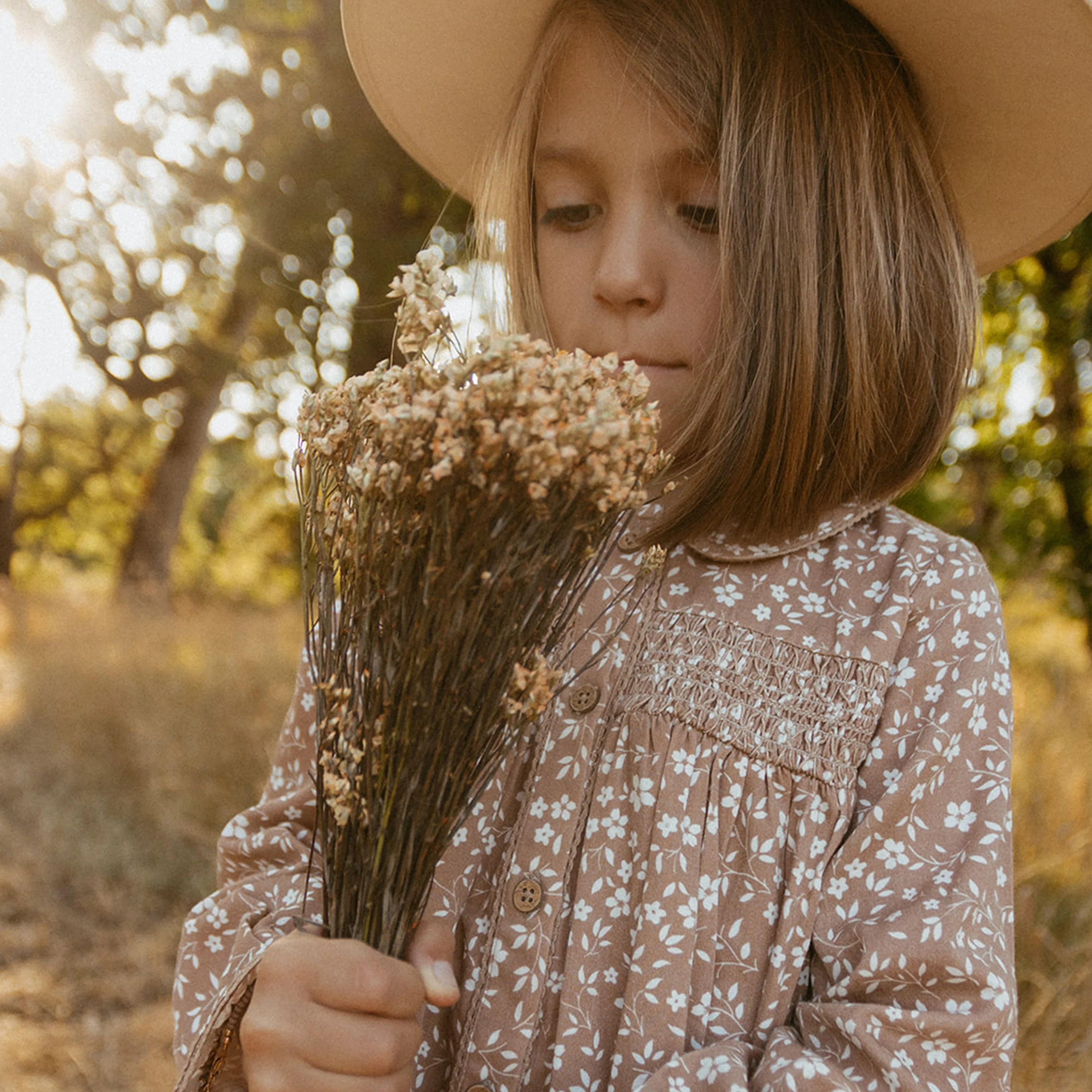 Organic Smocked Button Dress - Harvest - Image 3
