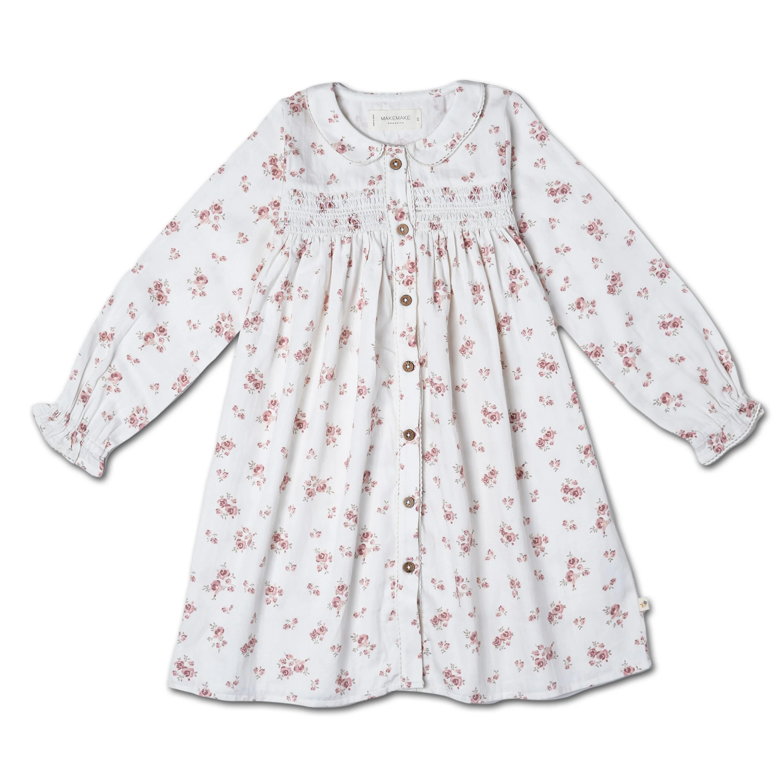 Organic Smocked Button Dress - Rustic Rose - Image 2