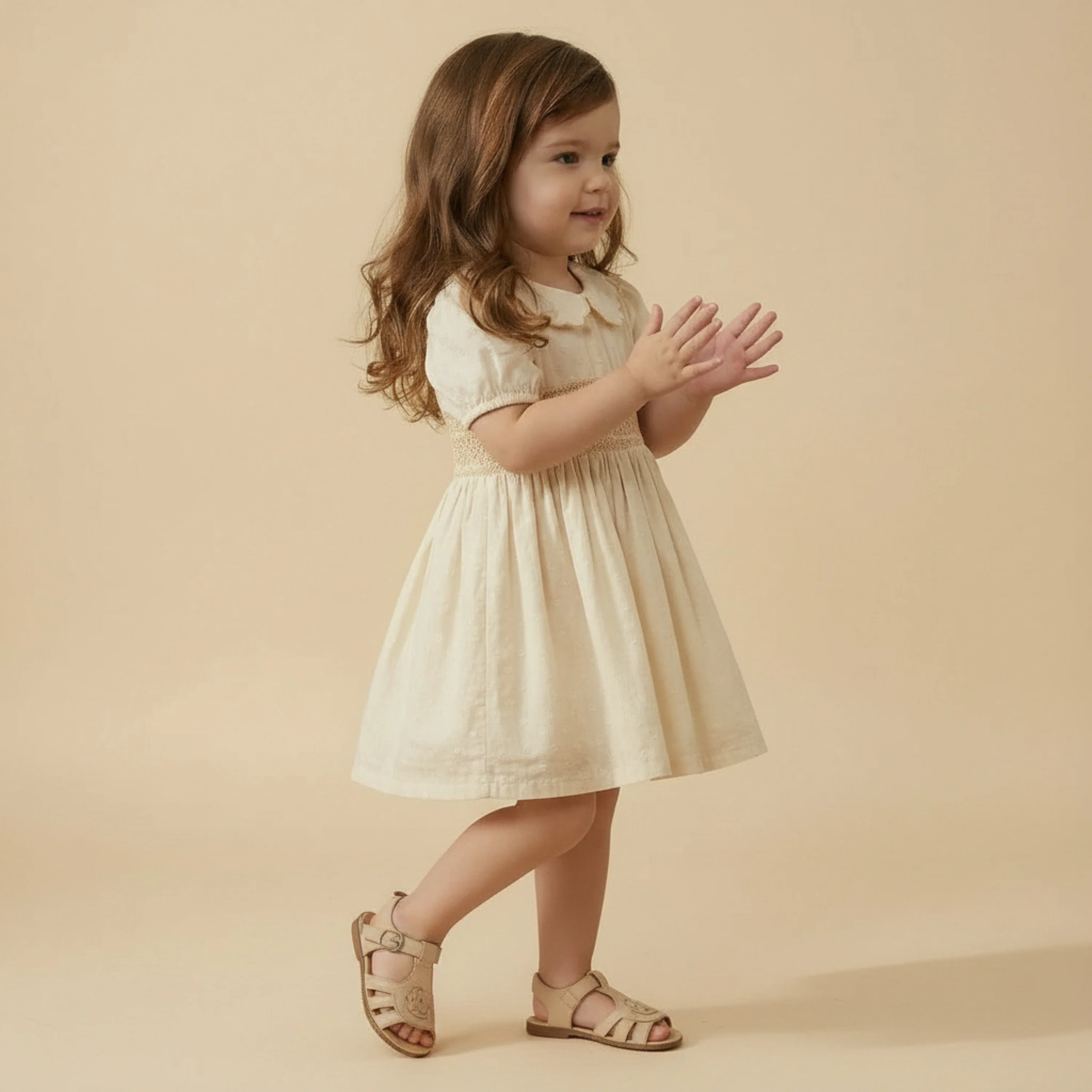 Organic Smocked Collar Dress - Butter Yellow - Image 3