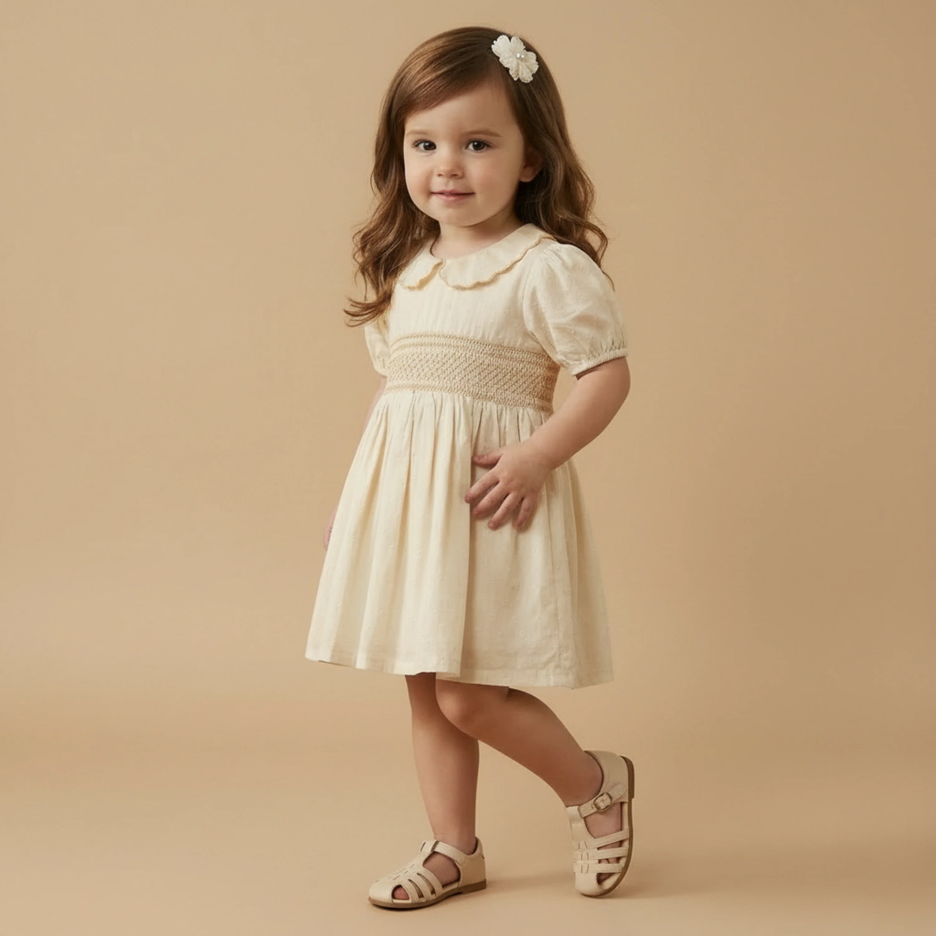 Organic Smocked Collar Dress - Butter Yellow - Image 5